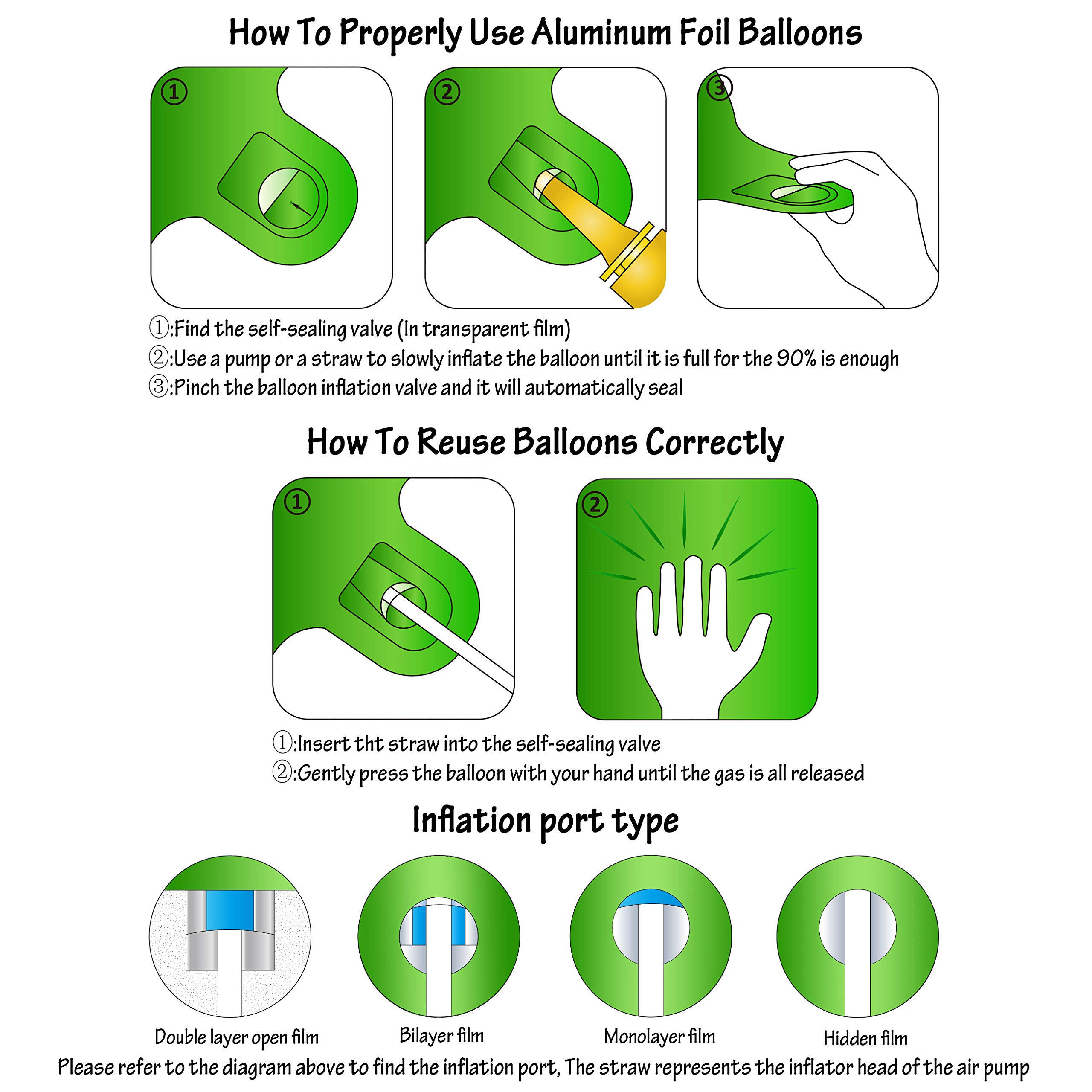 40 Inch Green Number Balloons - 8 Pack Jumbo Helium Foil Mylar Balloons for Birthday Party Decorations | Perfect for Anniversary, Graduation, Gender Reveal & Special Event Decor