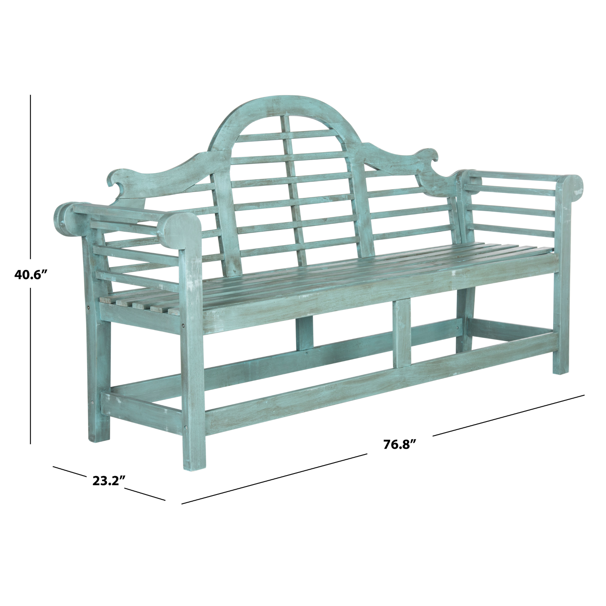 Arched Garden Bench in Beach House Blue - Outdoor Patio Furniture for Garden, Porch, and Backyard Relaxation