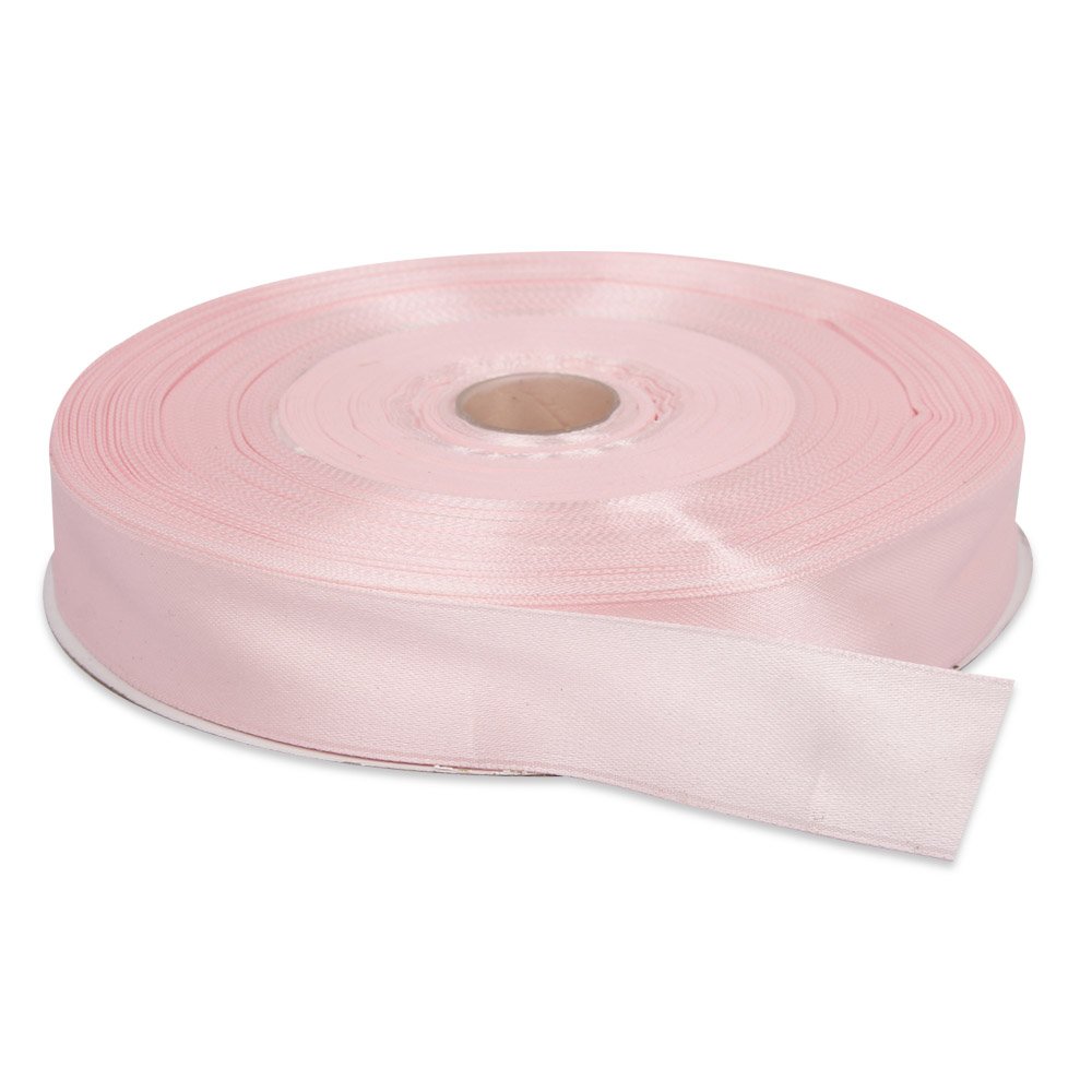 Topenca 1 Inch x 50 Yards Double Face Solid Satin Ribbon Roll - Baby Pink for Gift Wrapping, Wedding Decorations, DIY Crafts & Hair Bows