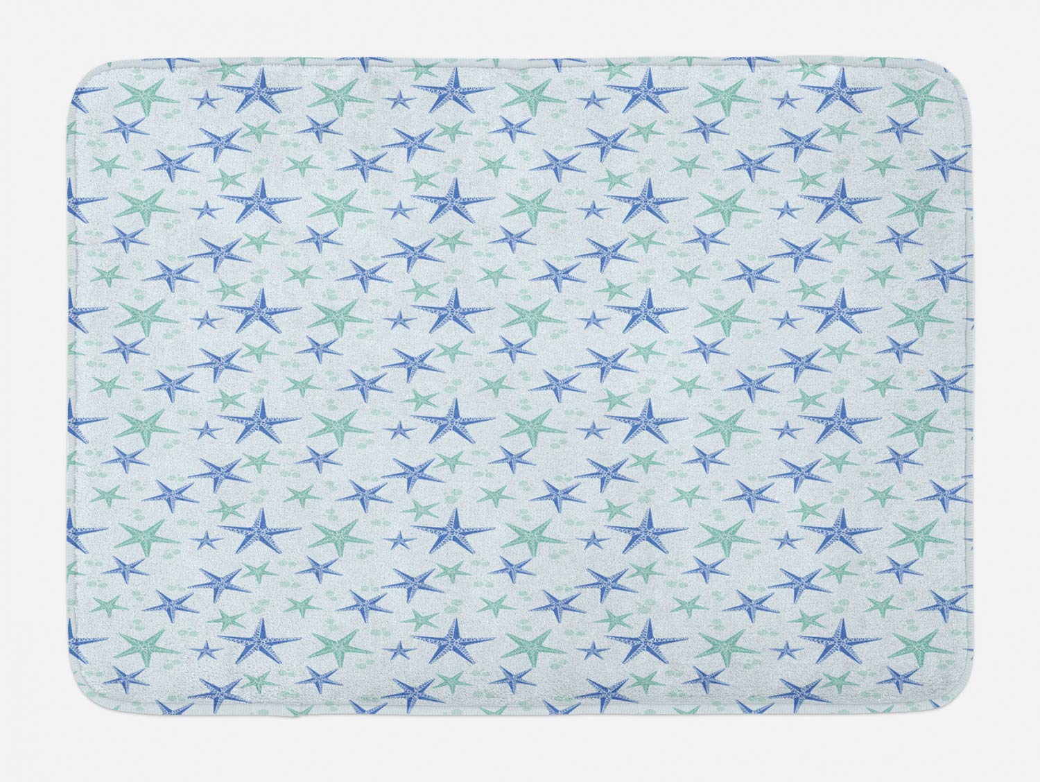 Ambesonne Starfish Bath Mat - Soft Non-Slip Bathroom Rug with Nautical Sea Creature Design in Calm Almond Green & Azure Blue, 30.2 x 20 Inches - Perfect for Coastal, Beach House or Ocean Themed Bathroom Decor
