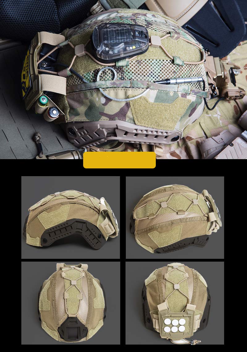 FMA Tactical Helmet Cover with Balancing Weight Pouch & Elastic Battery Holder - DE TB1345 for Maritime Operations, Airsoft, and Military Training