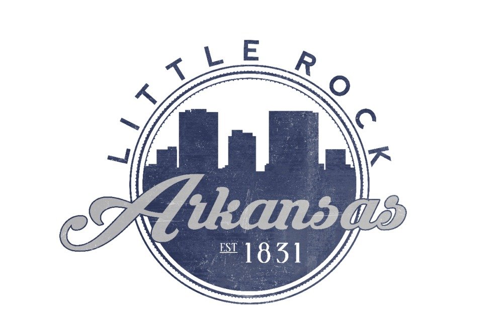 Little Rock Arkansas Skyline Seal Blue Wall Art Poster - 12x18 Inches, Vintage Cityscape Decor for Home, Office & Living Room