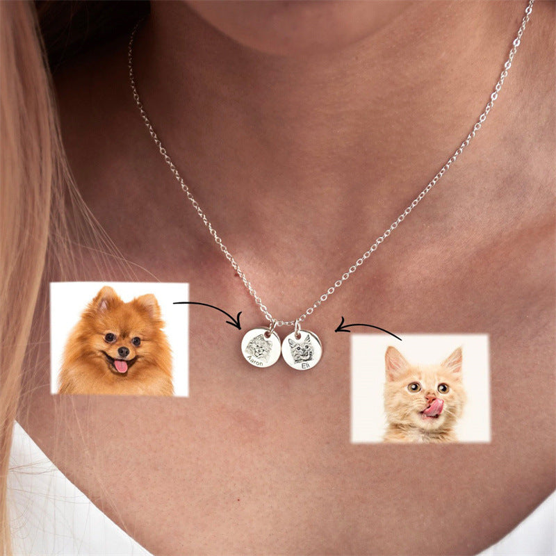 Personalized Pet Photo Disc Pendant Necklace - Custom Engraved Memorial Jewelry for Dogs & Cats - Perfect Gift for Pet Lovers, Anniversary & Special Occasions | XL5117