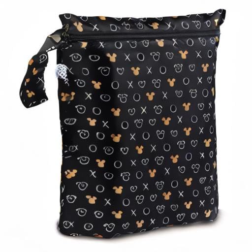 Bumkins Waterproof Wet Bag - Reusable & Washable Travel Wet Bag for Diapers, Swimsuits, Gym Clothes | Disney Minnie Mouse Design | Perfect for Beach, Pool, Stroller & Toiletries Storage