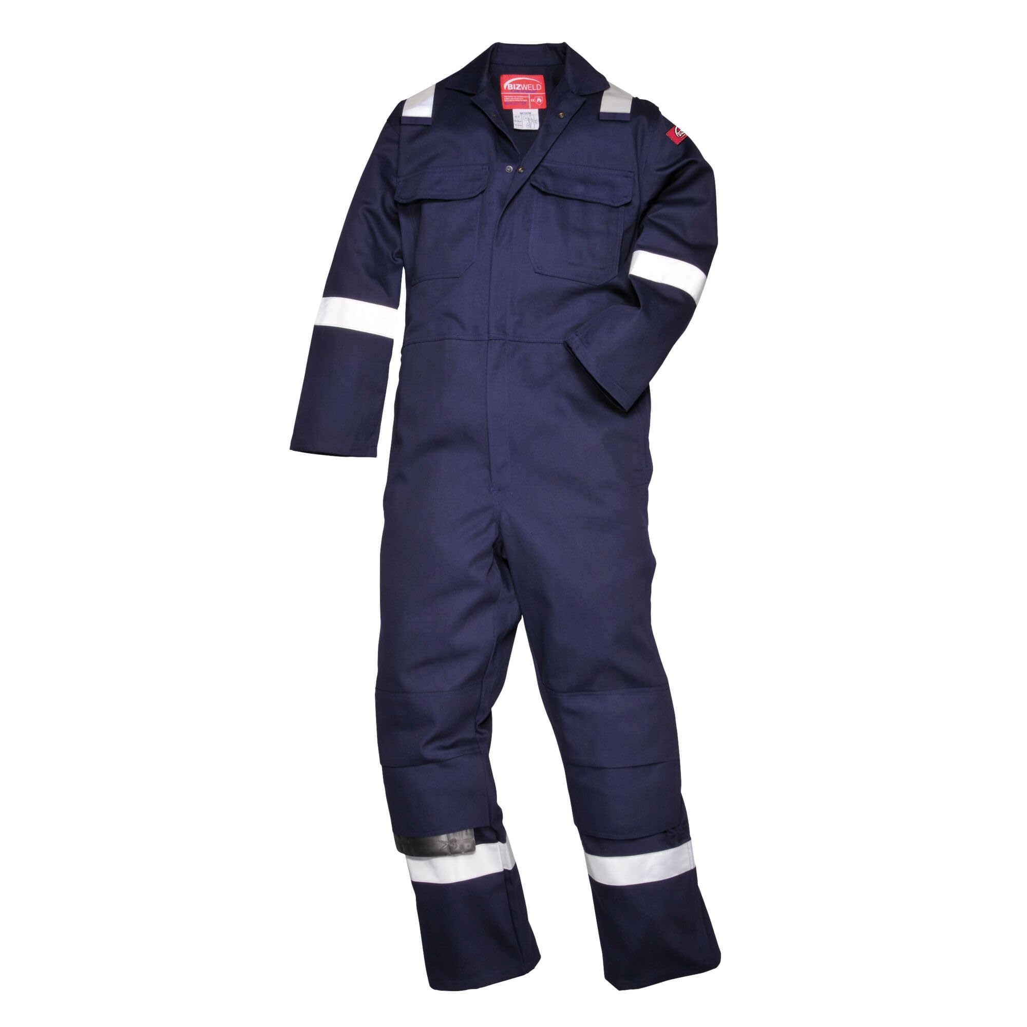 Portwest UBIZ5 Bizweld Flame Resistant Coveralls - FR Protective Workwear for Welding & Industrial Safety (Navy, Tall Large) - Ideal for Welders, Construction & Hazardous Work Environments