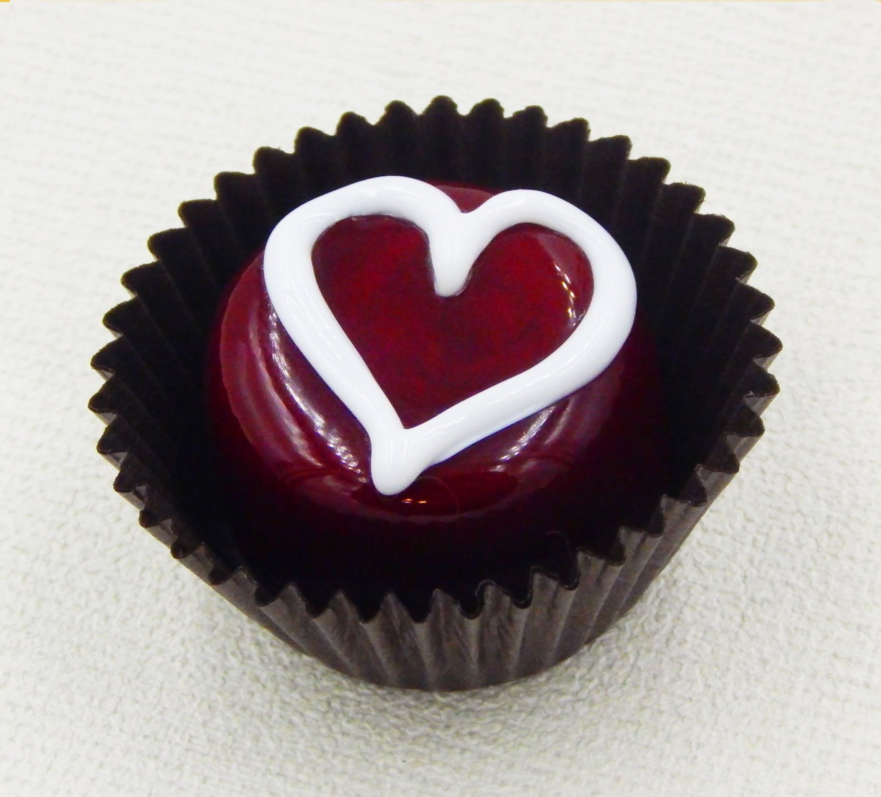 Collectible Glass Chocolate with Sweet Line Heart - Elegant Home Décor Gift (Cherry with White Chocolate Heart) | Perfect for Valentine's Day, Anniversary, Wedding, and Housewarming Presents