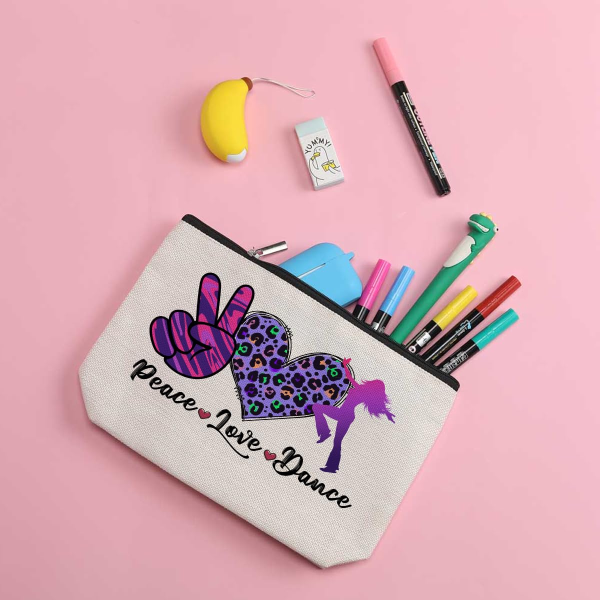 Dance Makeup Bag - Perfect Gift for Dancers, Teachers & Dance Lovers - Great for Recitals, Birthdays, Mother's Day & Graduation - Ideal Cosmetic Bag for Women, Coaches, Best Friends, Daughters & Sisters