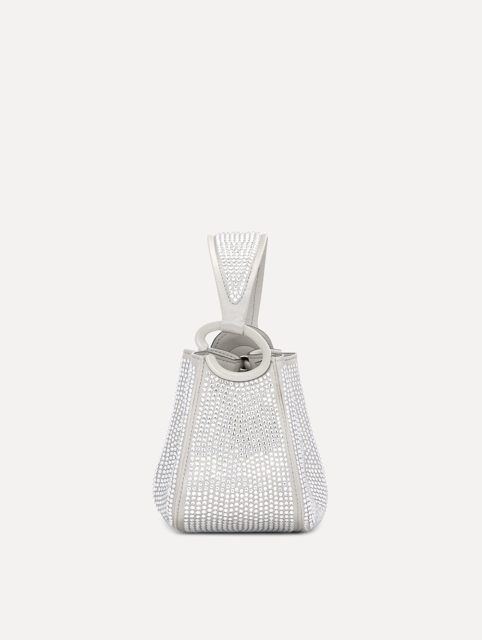 Nano Crystal Pavé O Handle Bag - Elegant Women's Evening Clutch for Parties, Weddings & Special Occasions