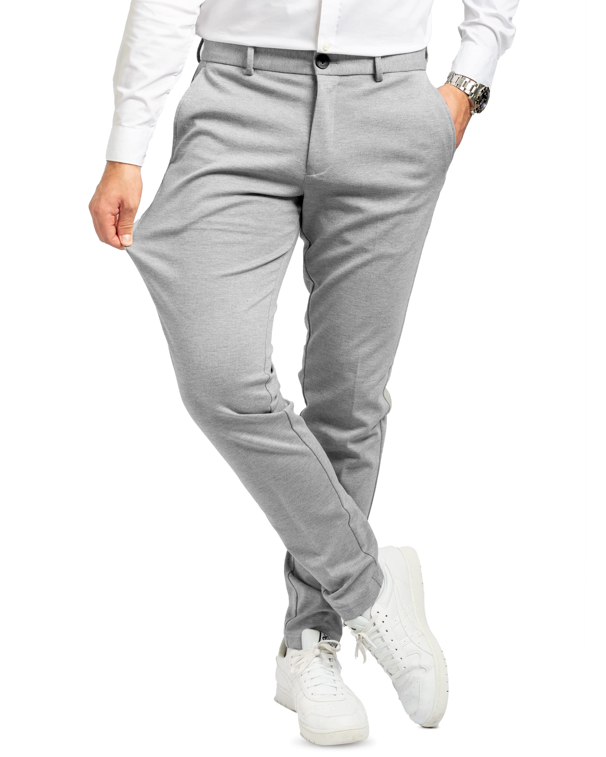 Slim Fit Stretch Men's Dress Pants - Comfortable & Modern Business Casual Trousers for Office, Suits & Everyday Wear