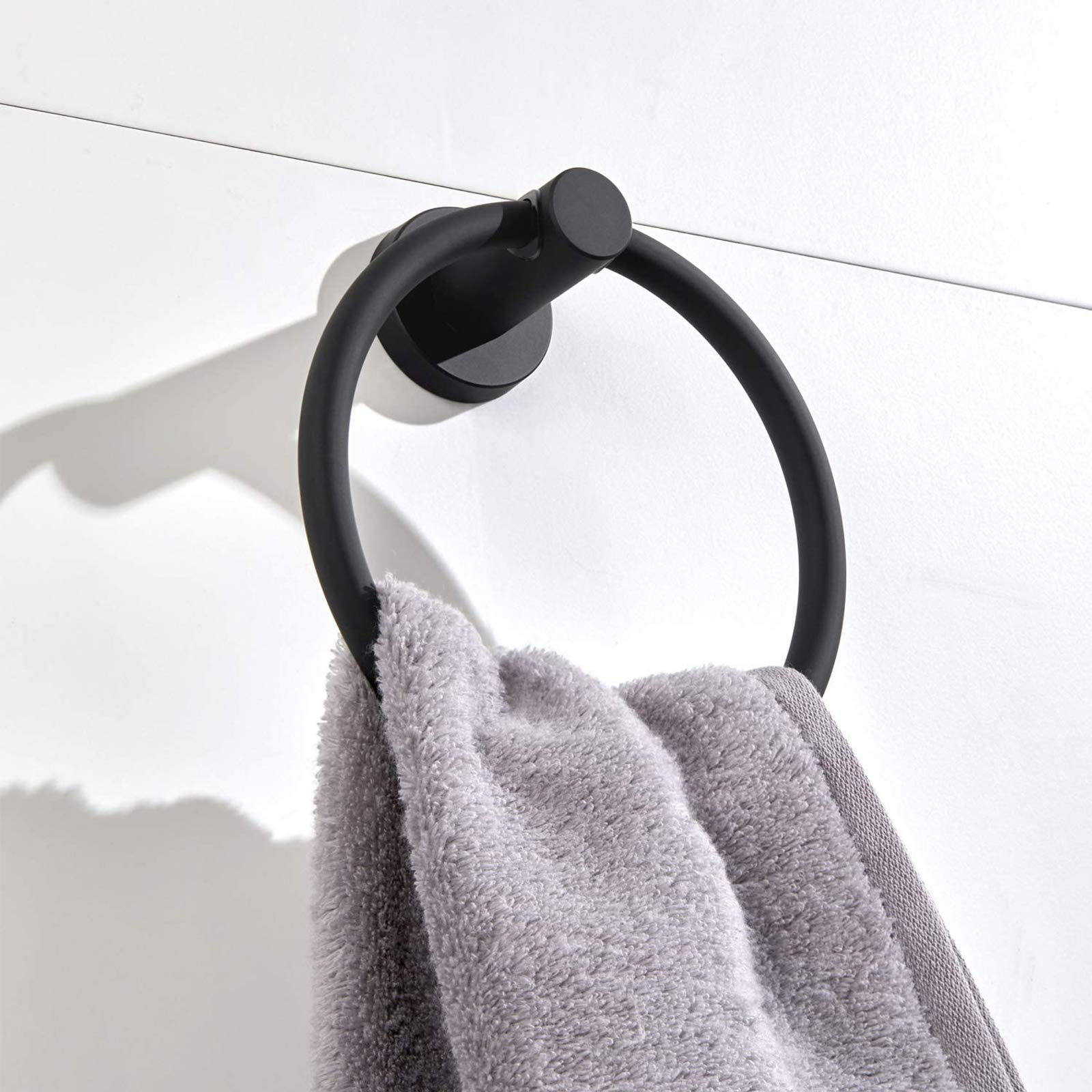 BGL 304 Stainless Steel Black Towel Ring Holder - Round Bathroom Towel Hanger for Modern & Minimalist Home Decor - Perfect for Bathrooms, Kitchens, and Guest Rooms