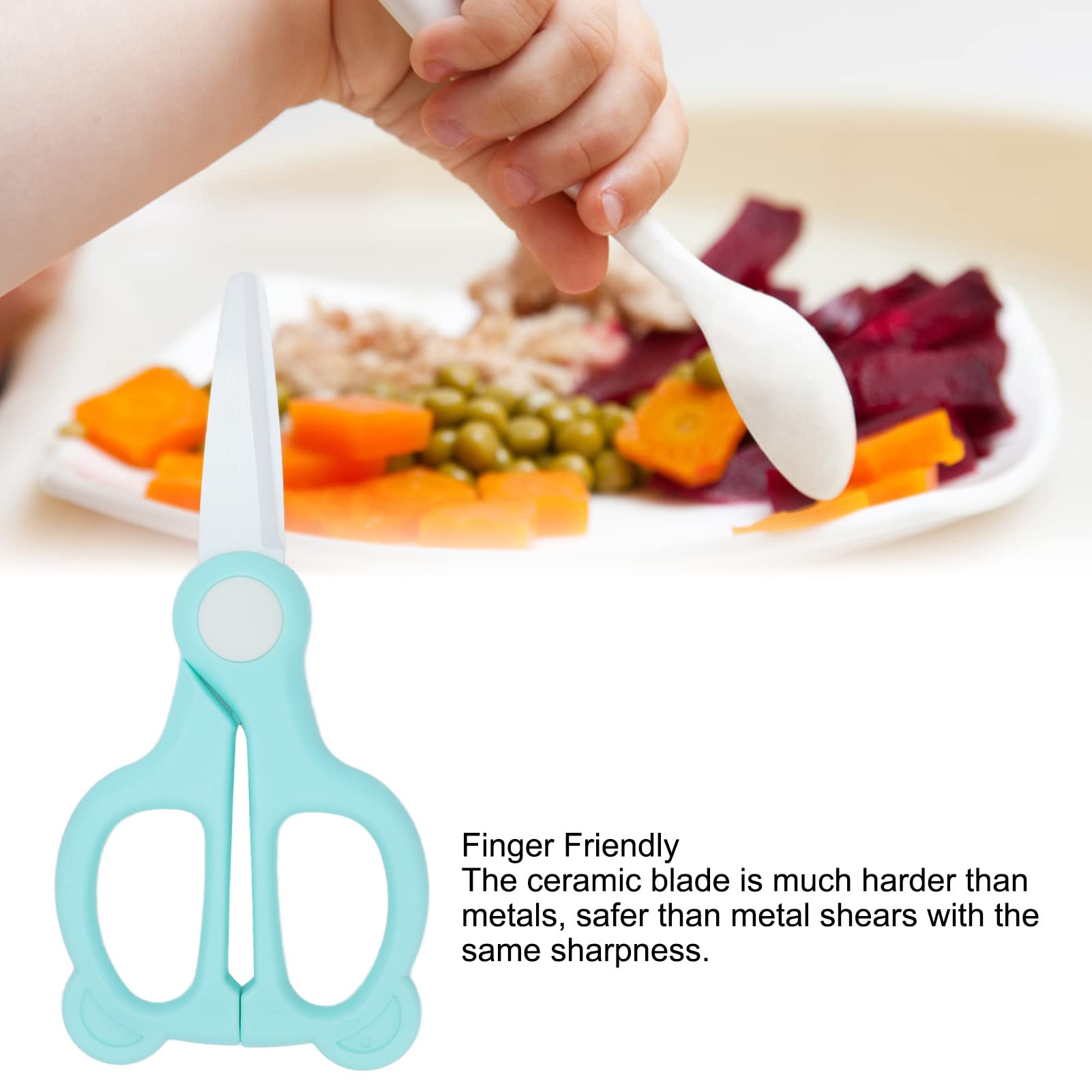 Safe Ceramic Baby Food Scissors - BPA-Free Kitchen Shears for Cutting Fruits, Veggies & Snacks - Green Infant Feeding Tool for On-the-Go Parents & Daycare Use