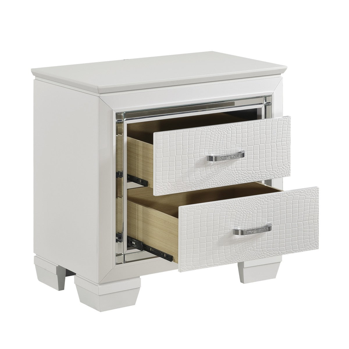 Modern Allura White Nightstand with LED Lighting - Perfect for Bedroom, Living Room & Home Decor