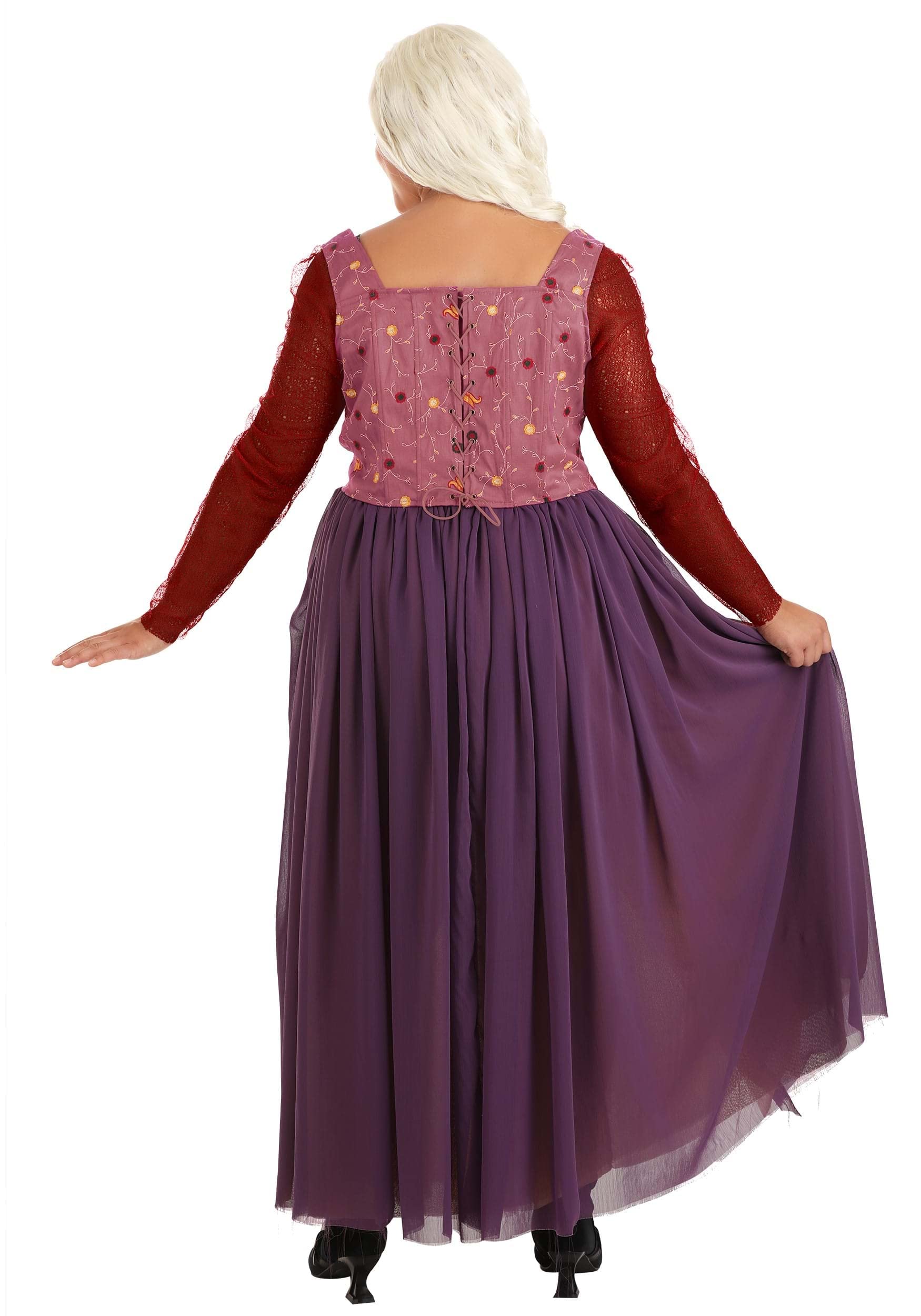 Authentic Disney Hocus Pocus Plus Size Sarah Sanderson Costume for Women - Corset with Sleeves, Skirt & Blonde Wig | Halloween Cosplay, Themed Parties & Disney Events