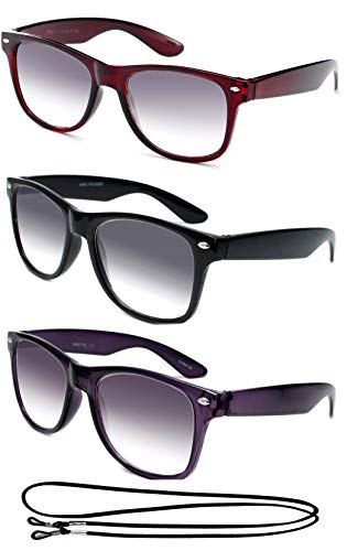 Sun Reader 3 Pack - Black, Red & Purple-with 1 Lanyard