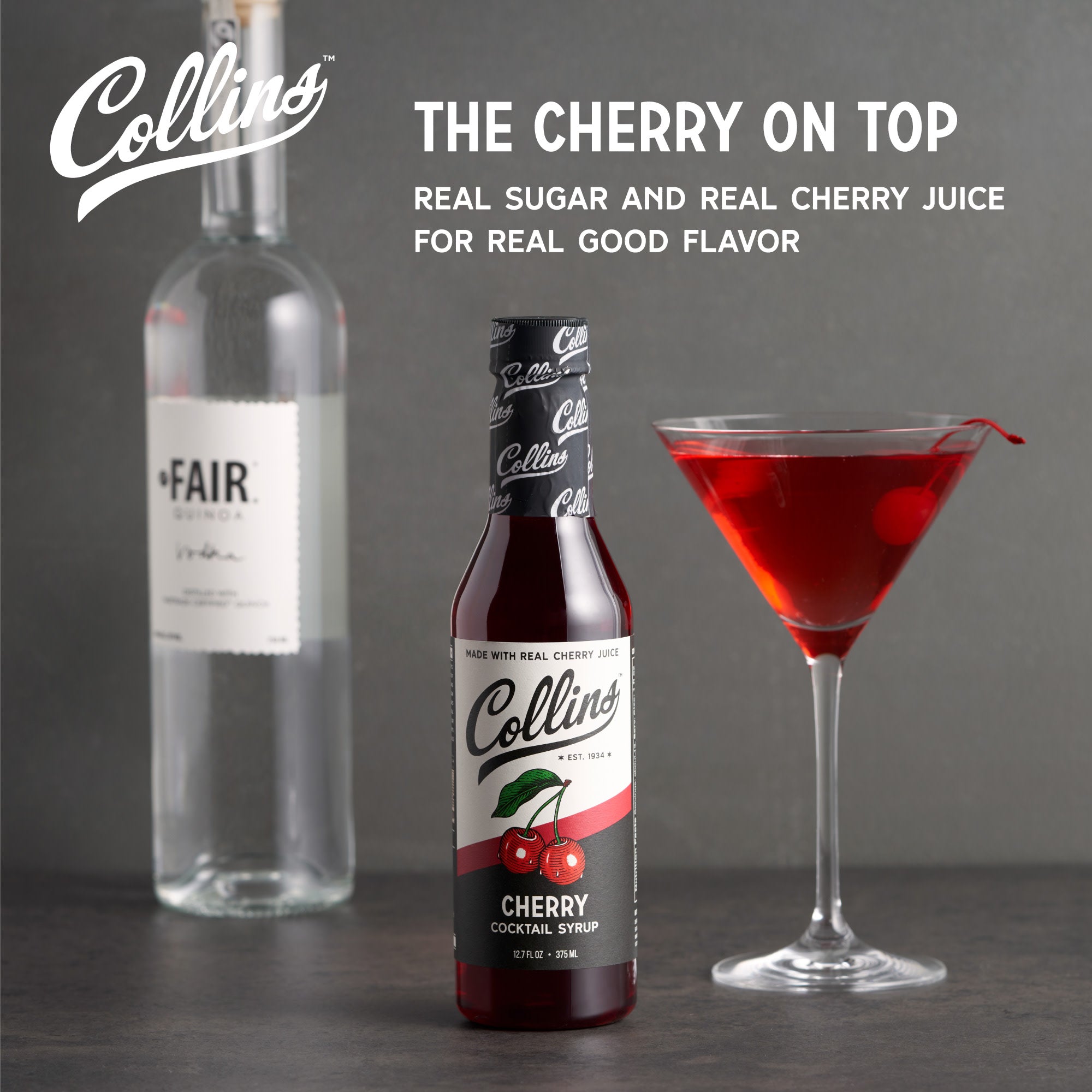 Premium Cherry Cocktail Syrup - 12.7 oz Bottle for Cocktails, Mocktails & Desserts | Sweet Cherry Flavor for Drinks, Baking & Ice Cream Topping