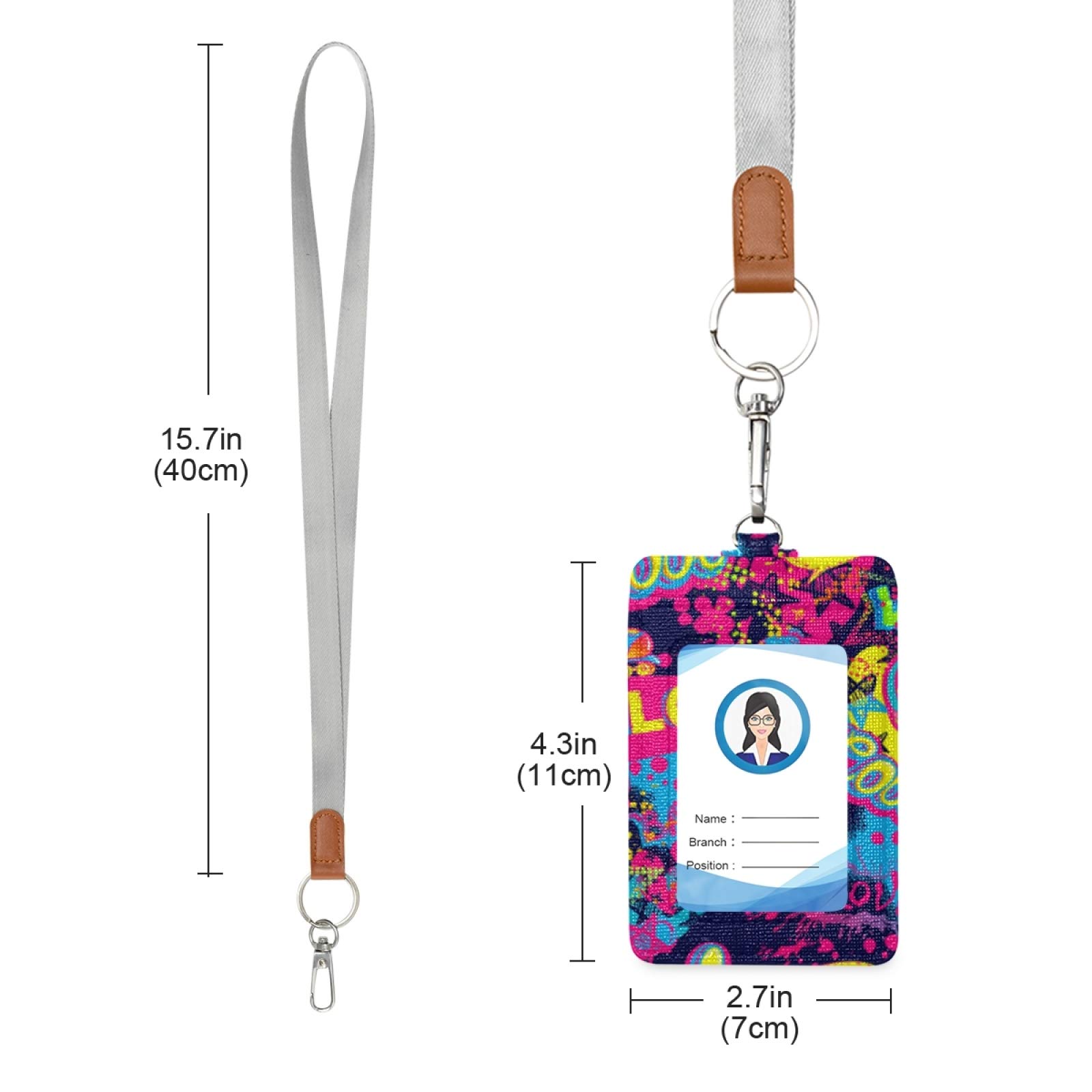 Abstract Graffiti ID Badge Holder with Lanyard - Office & School Staff Use