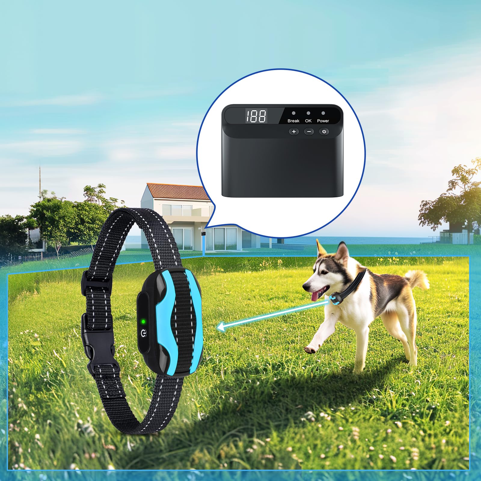 PcEoTllar Rechargeable Electric Dog Fence System - 656ft Wireless & Underground Boundary with Waterproof Collar Receiver | Safe Pet Containment for Backyard, Garden & Large Properties