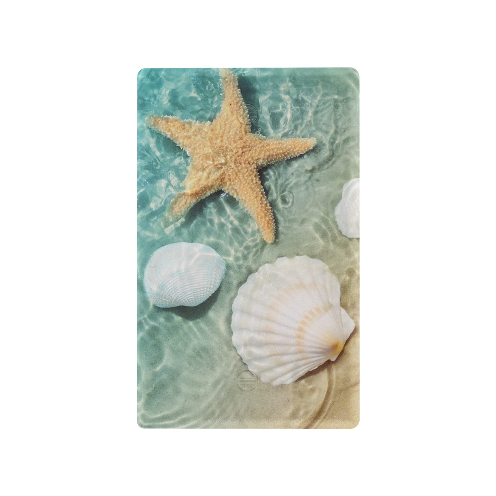 Decorative Seashell and White Sand Fishnet Switch Plate Cover - Single Gang Light Switch & Outlet Cover for Home, Office, Bedroom, Bathroom (Wall Decor, Coastal Theme)