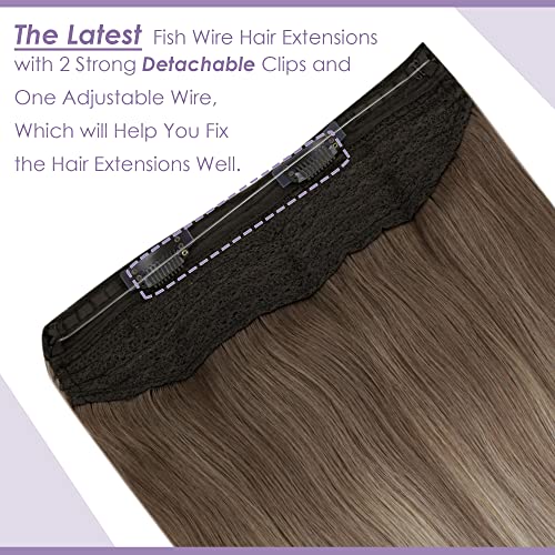 Premium Fish Line Halo Hair Extensions with Invisible Clips - Seamless 100% Human Hair Extensions for Length & Volume - Perfect for Weddings, Parties & Daily Styling