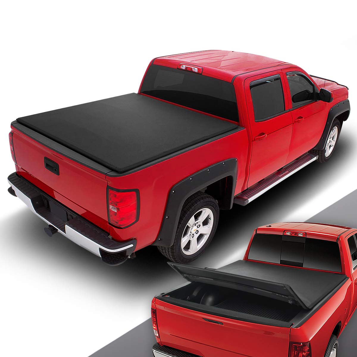 DNA MOTORING Soft Tri-Fold Adjustable Tonneau Cover for 2005-2019 Nissan Frontier 6'1
