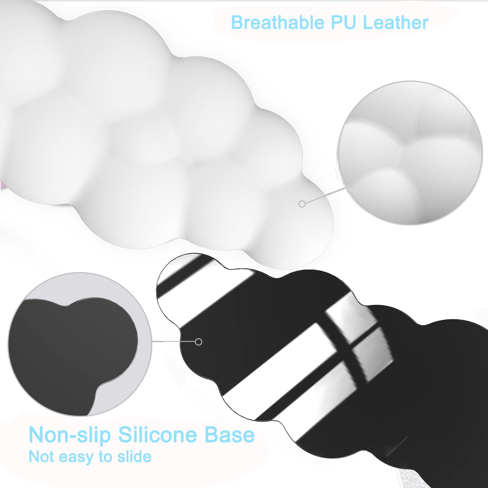 Ergonomic Cloud Mouse Pad with Wrist Rest - Comfortable Gel Keyboard & Mouse Wrist Support for Pain Relief - Non-Slip PU Base Gaming & Office Computer Accessories (White) - Perfect for Long Work Hours & PC Gaming Sessions