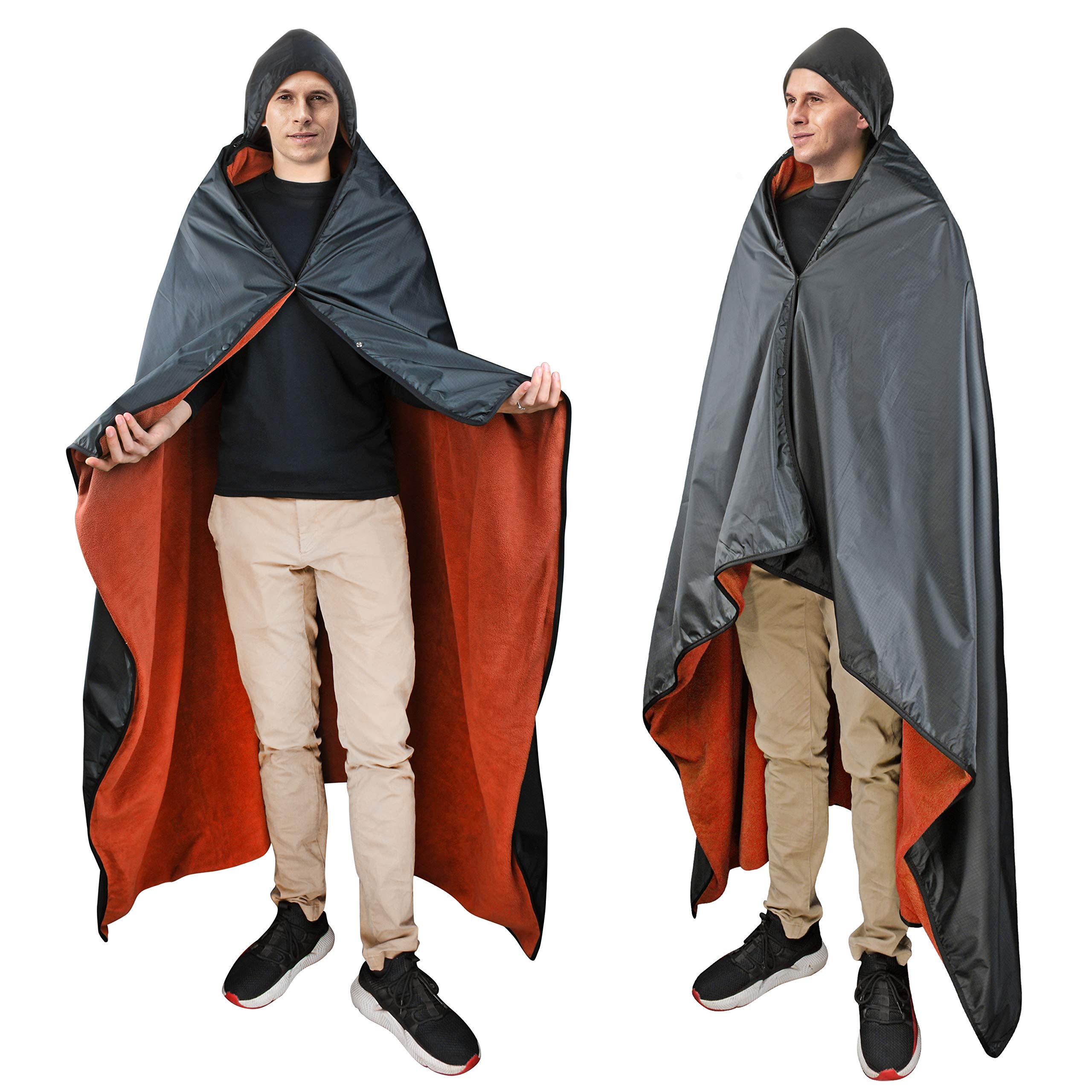 **Waterproof Stadium Blanket - Windproof Wearable Poncho for Football, Sports & Outdoor Events | Portable & Durable Camping Blanket for Tailgating, Picnics & Beach Use**