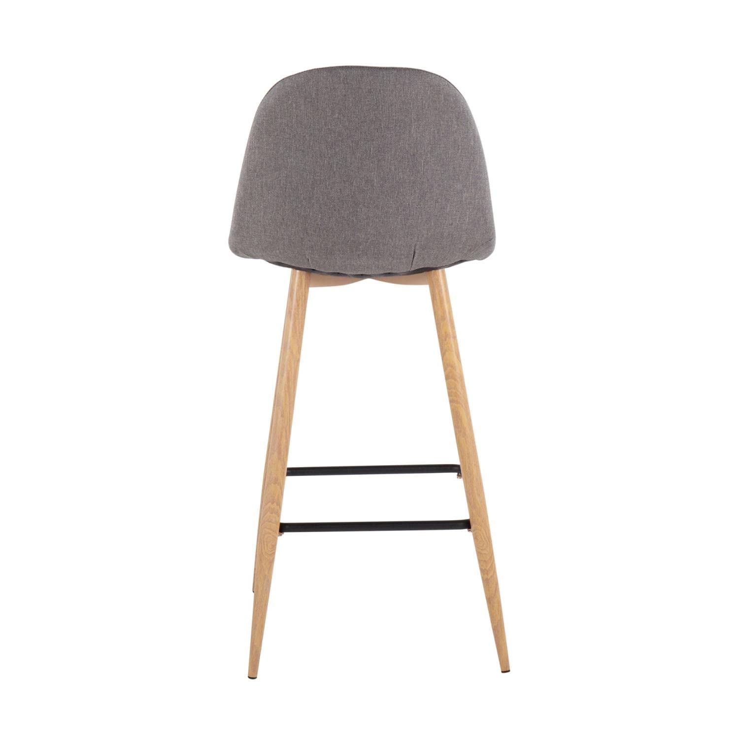 LumiSource Pebble Bar Stool Set of 2 - Modern Counter Height Bar Chairs with Comfortable Seat for Kitchen Island, Breakfast Nook & Home Bar Decor