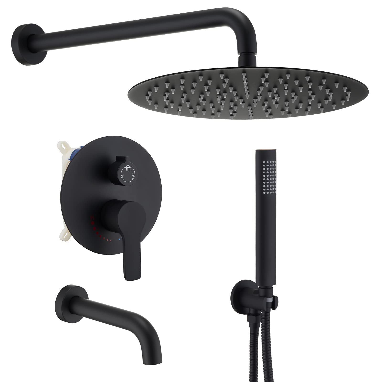Premium Matte Black Shower System with 12
