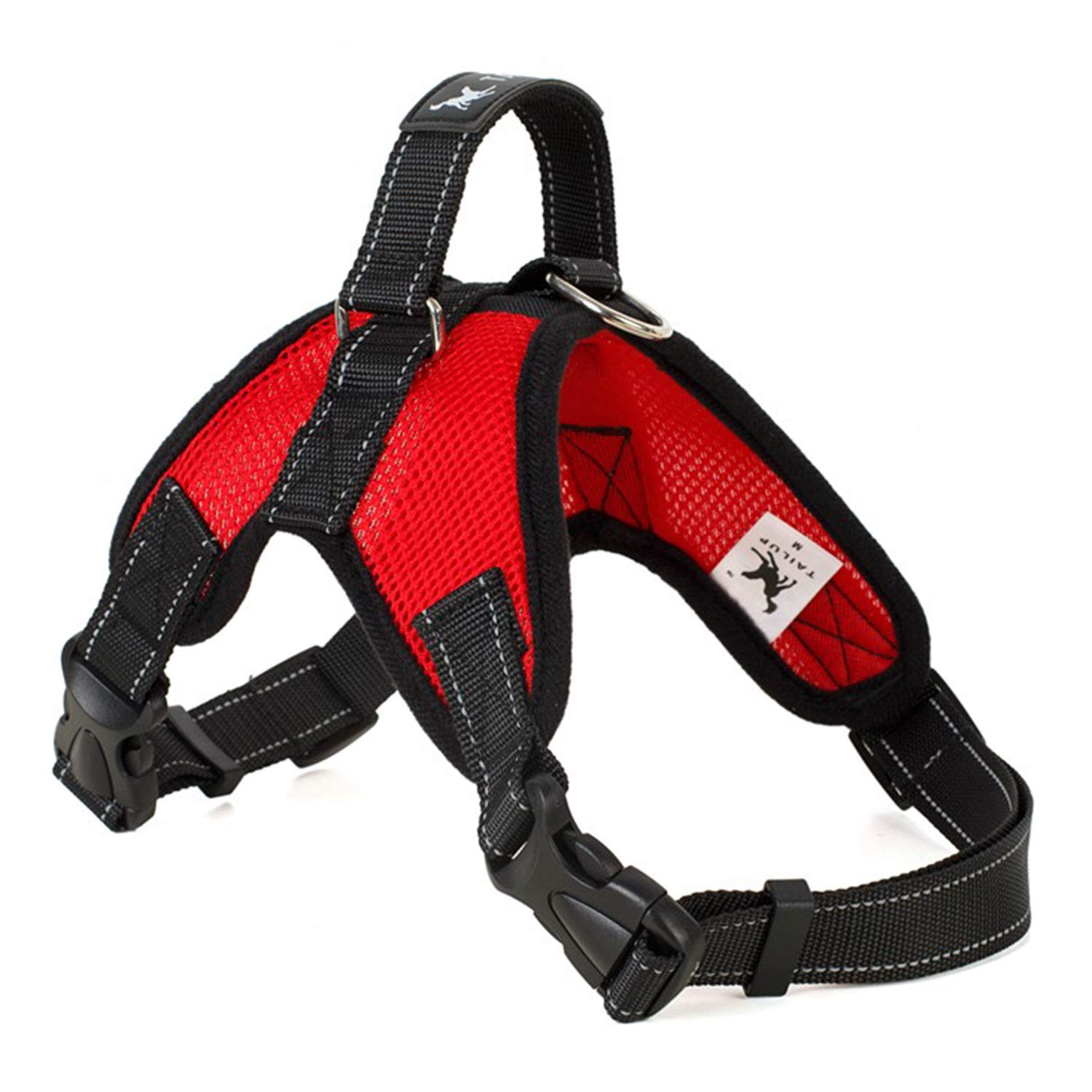 REALYUCAN No Pull Dog Harness - Soft Breathable Mesh Adjustable Padded Vest with Control Handle for Medium & Large Dogs - Red (Size M) | Perfect for Walking, Training & Outdoor Adventures