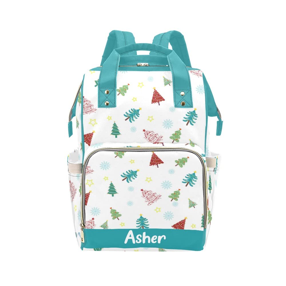 Personalized Christmas Tree Diaper Backpack with Name - Custom Travel Nappy Bag for Moms | Baby Essentials Organizer for Holidays, Outings & Daily Use