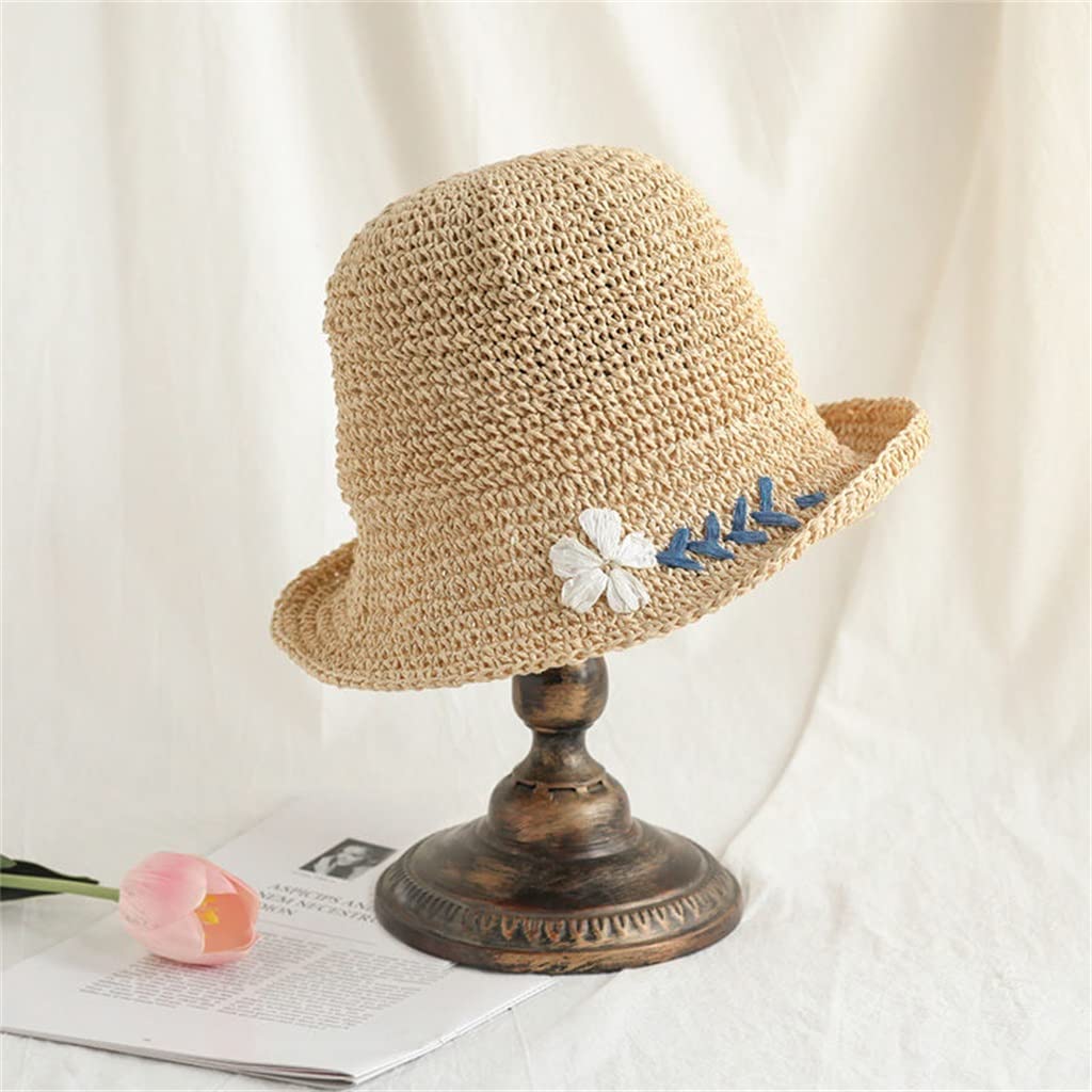 WPYYI Women's Sun Hat with Small Brim - Foldable Crochet Flower Summer Fisherman Hat for Outdoor, Beach, and Travel (Color A, Size 56-58cm) - Perfect for Gardening, Vacation, and Sun Protection
