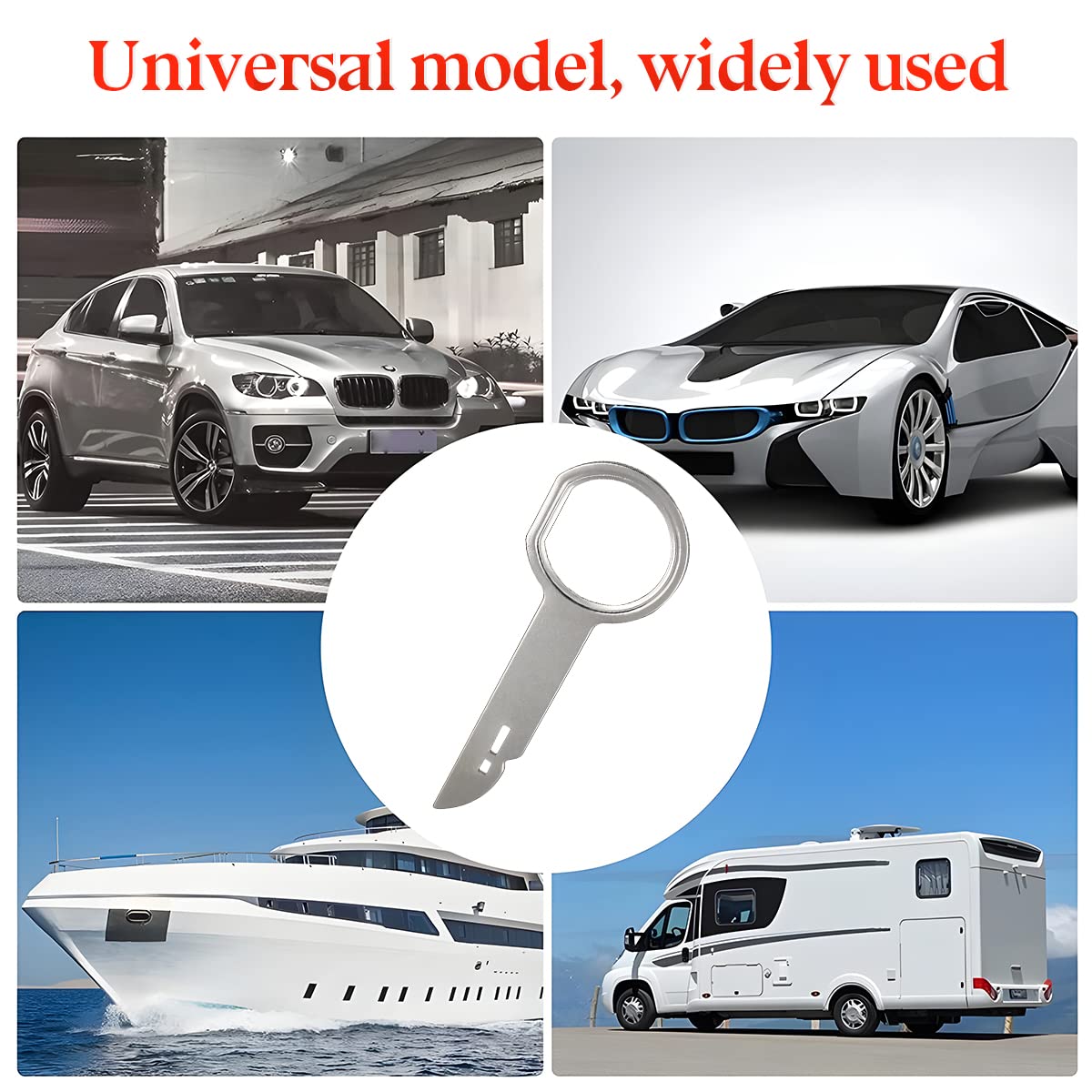 CGEAMDY 4-Piece Car Radio Removal Tool Kit - Stereo Release Keys with Easy-Grip Handles for CD/DVD Player & Head Unit Installation - Universal Fit for Most Vehicles (Perfect for DIY Car Stereo Upgrades & Professional Installations)