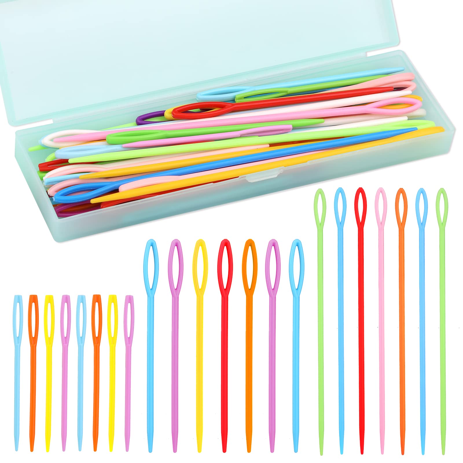 SUVSOON 60PCS Plastic Sewing Needles Set (7cm/9cm/15cm) - Large Eye Yarn Needles for DIY Crafts, Knitting & Embroidery - Safe Plastic Needles for Kids & Adults - Perfect for Handmade Projects, Crochet & Sewing