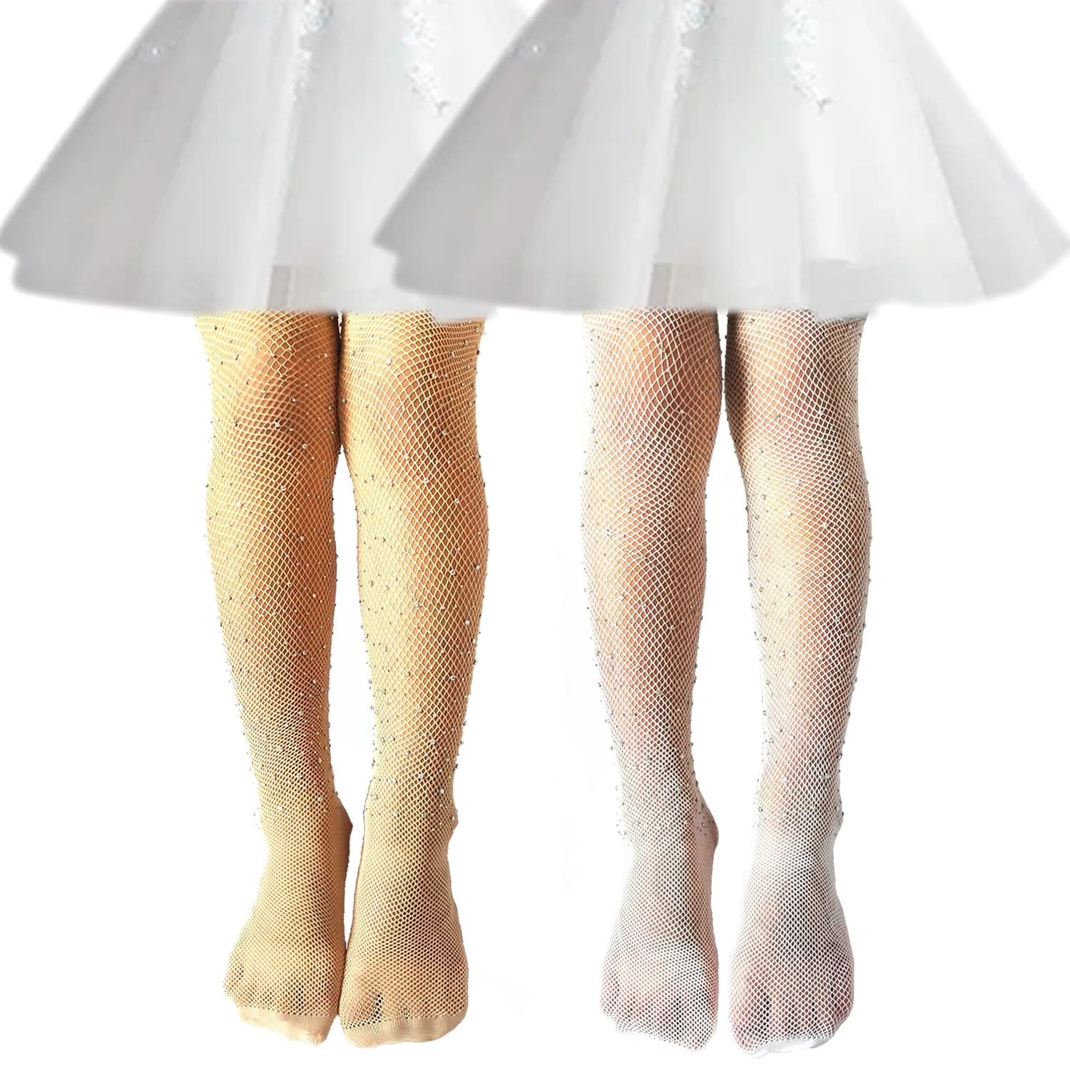 Sparkle Rhinestone Fishnet Stockings for Toddler Girls - Hollow Out Mesh Leggings Fashion Holiday Outfits - Perfect for Christmas, Birthday Parties & Dress-Up Play