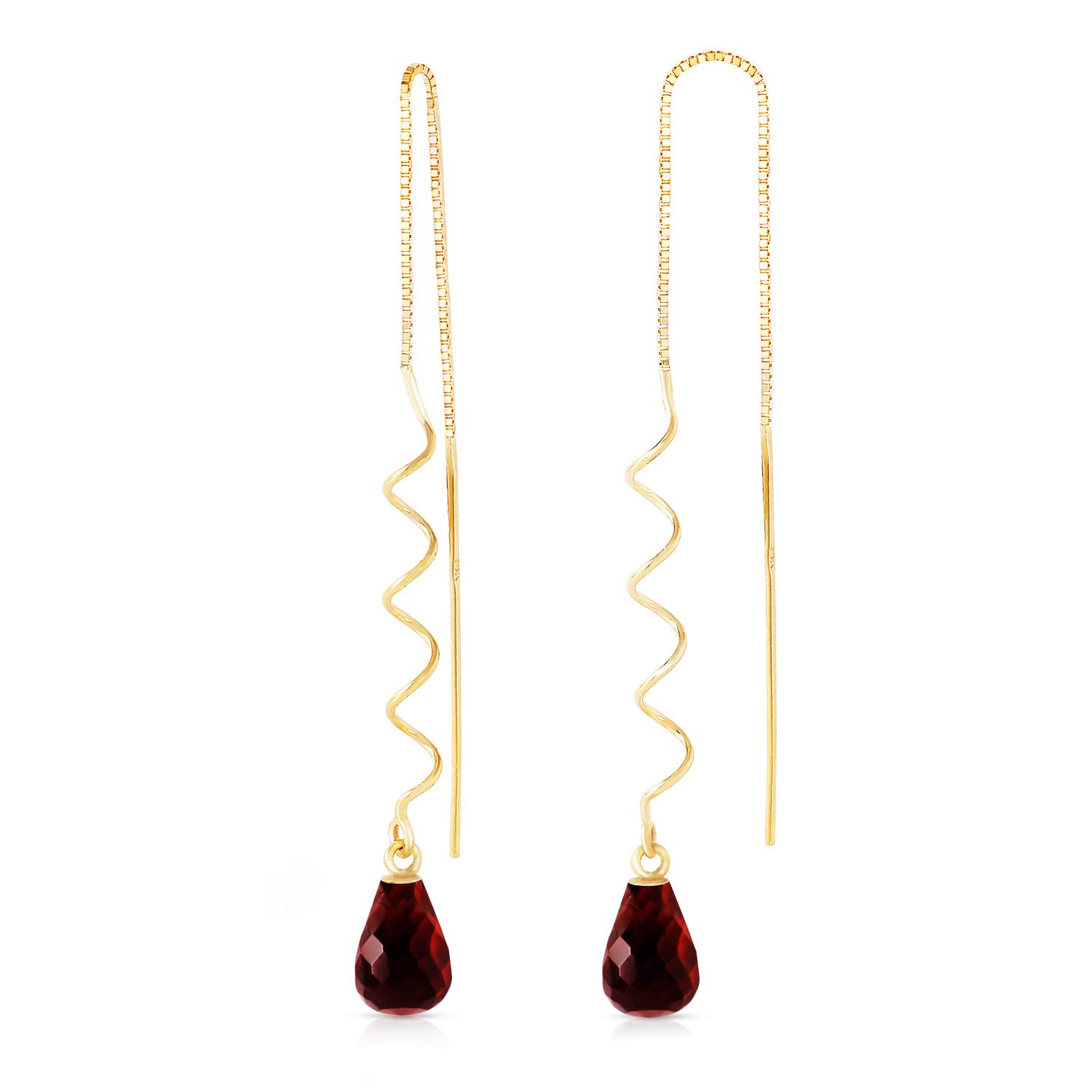 14k Solid Gold Garnet Threaded Earrings for Women | GG Galaxy Gold Dainty Hoop Earrings | Perfect for Parties, Weddings & Everyday Wear