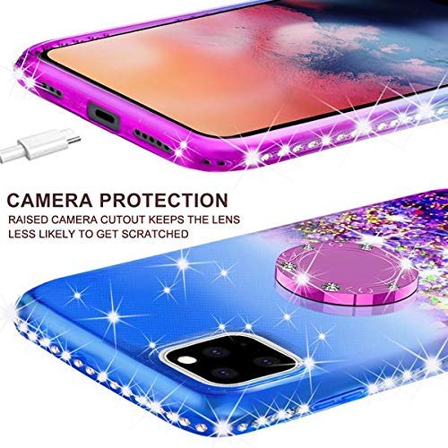 iPhone 11 Pro Max Case with Screen Protector & Ring Stand - Magnetic Car Mount Cover for Women (Purple/Blue) - Perfect for Work & Travel
