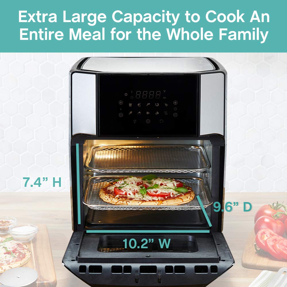West Bend AFWB12BK13 12.6 Quart Digital Air Fryer Oven with Rotisserie - 1700W Countertop Convection Cooker with 10 Preset Menus for Roasting, Baking & Frying - Perfect for Family Dinners, Meal Prep & Healthy Cooking (Black)