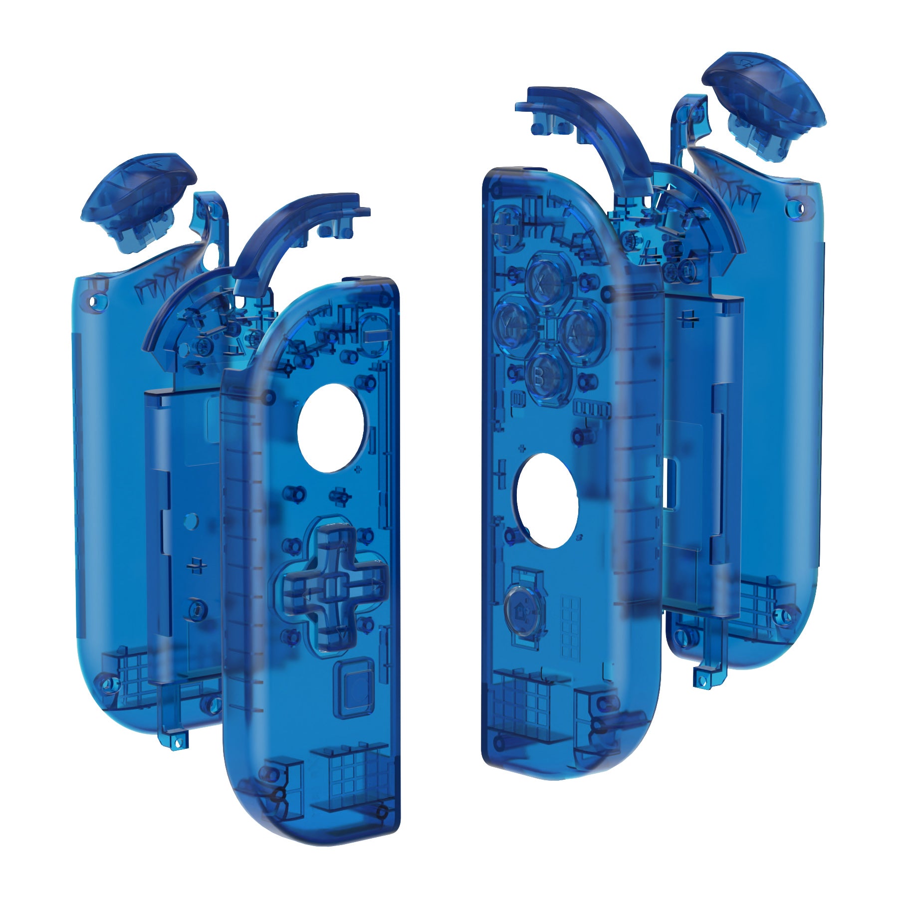 ExtremeRate Transparent Blue Joycon Controller Shell with D-Pad & Full Button Set - DIY Replacement Housing for Nintendo Switch & OLED JoyCon (Console Not Included) - Perfect for Gaming, Customization & Repair