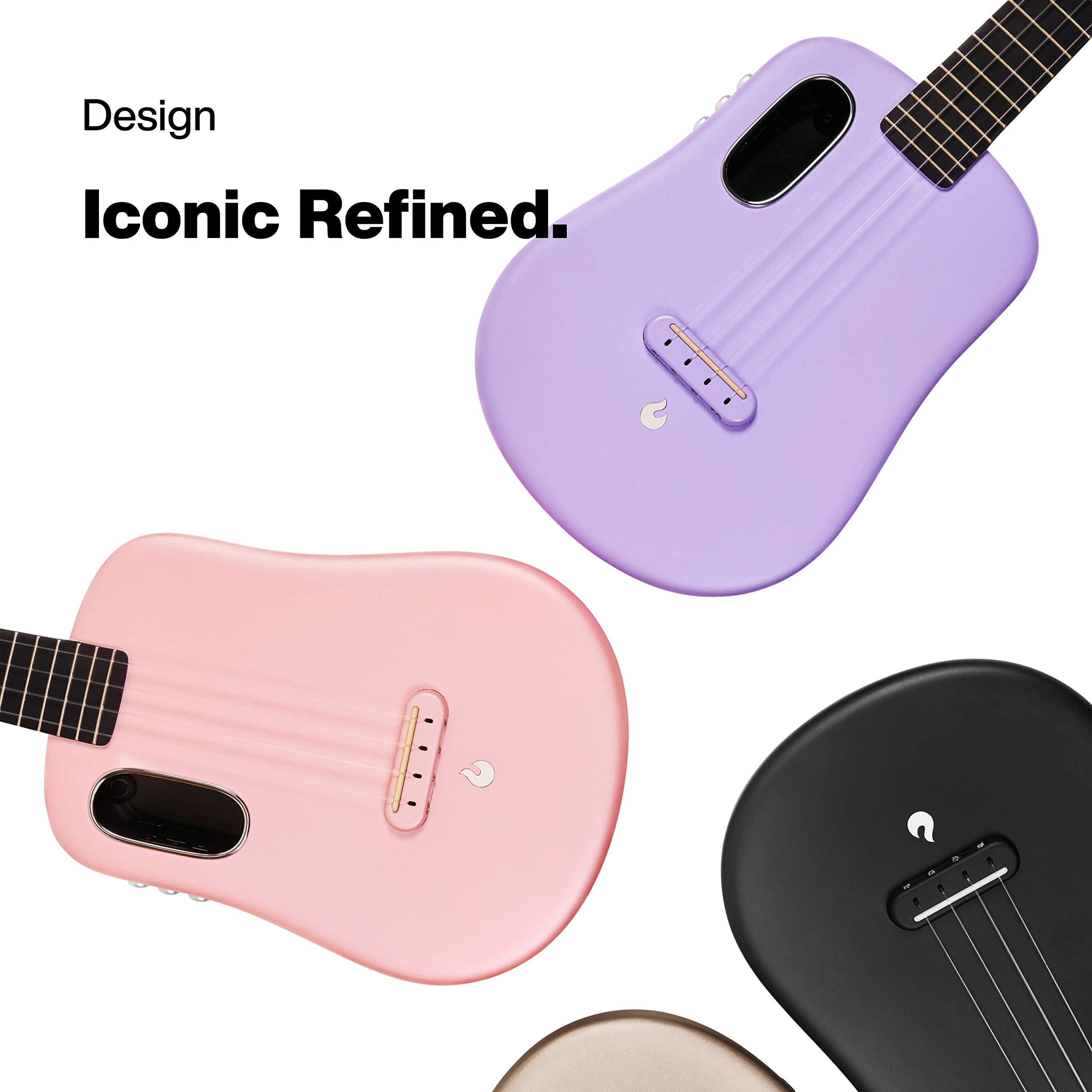 LAVA U Carbon Fiber Concert Ukulele - 23-inch Travel Ukulele with Built-in Effects, FreeBoost Technology & Case (Sparkle Pink) | Perfect for Beginners, Outdoor Performances & Travel Musicians