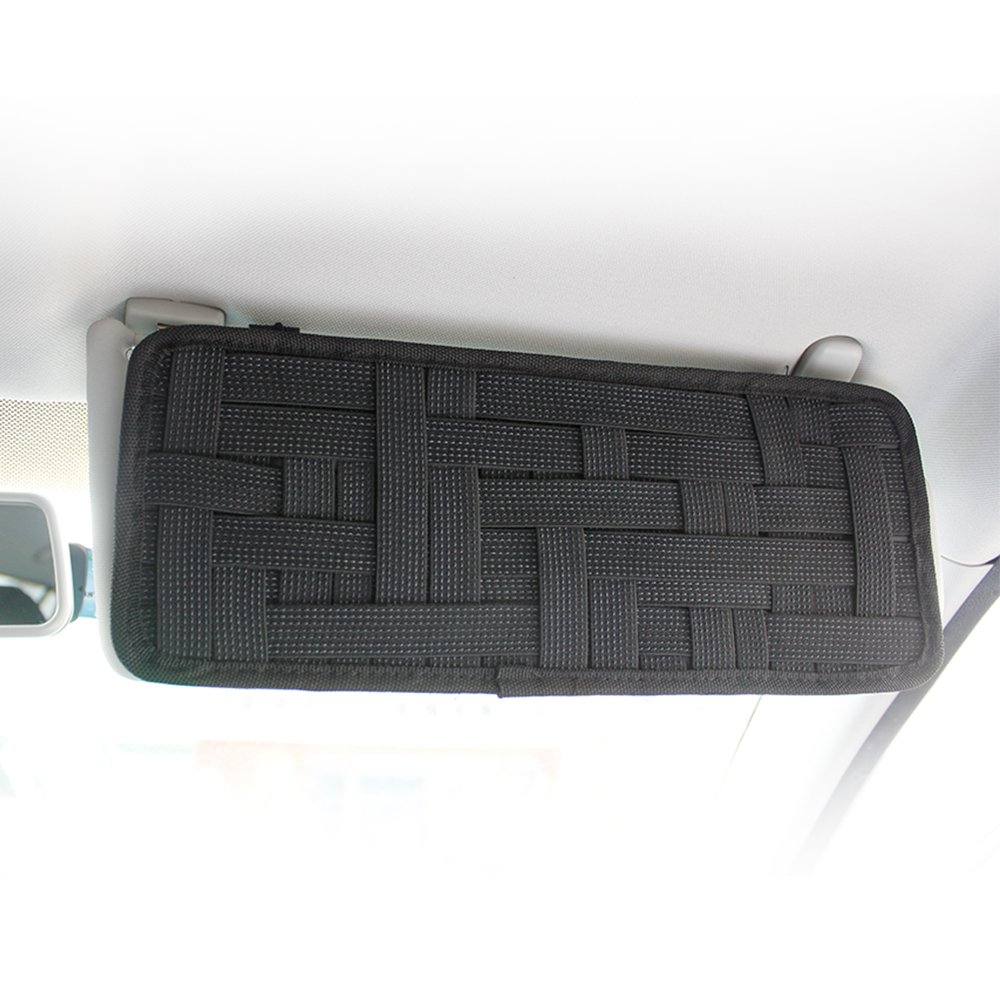 SourceTon 2 Pack Car Sun Visor Organizer - Anti-Slip Elastic Woven Storage Board for Sunglasses, Parking Tickets & Fuel Cards | Perfect for Road Trips & Daily Commute