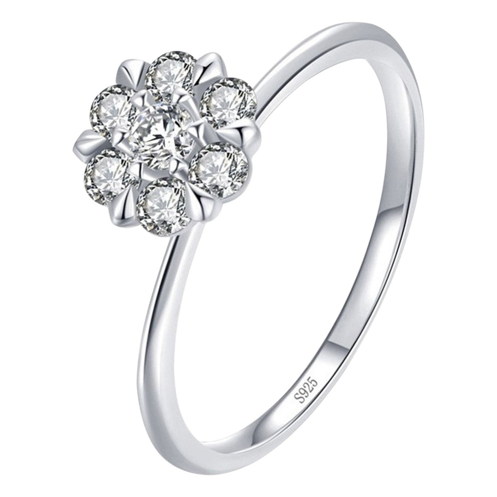 Elegant Alloy Geometric Flower Ring Set for Women - 14K Gold Plated Stackable Rings with Cubic Zirconia, Size 8 | Perfect Gift for Anniversary, Birthday & Everyday Wear