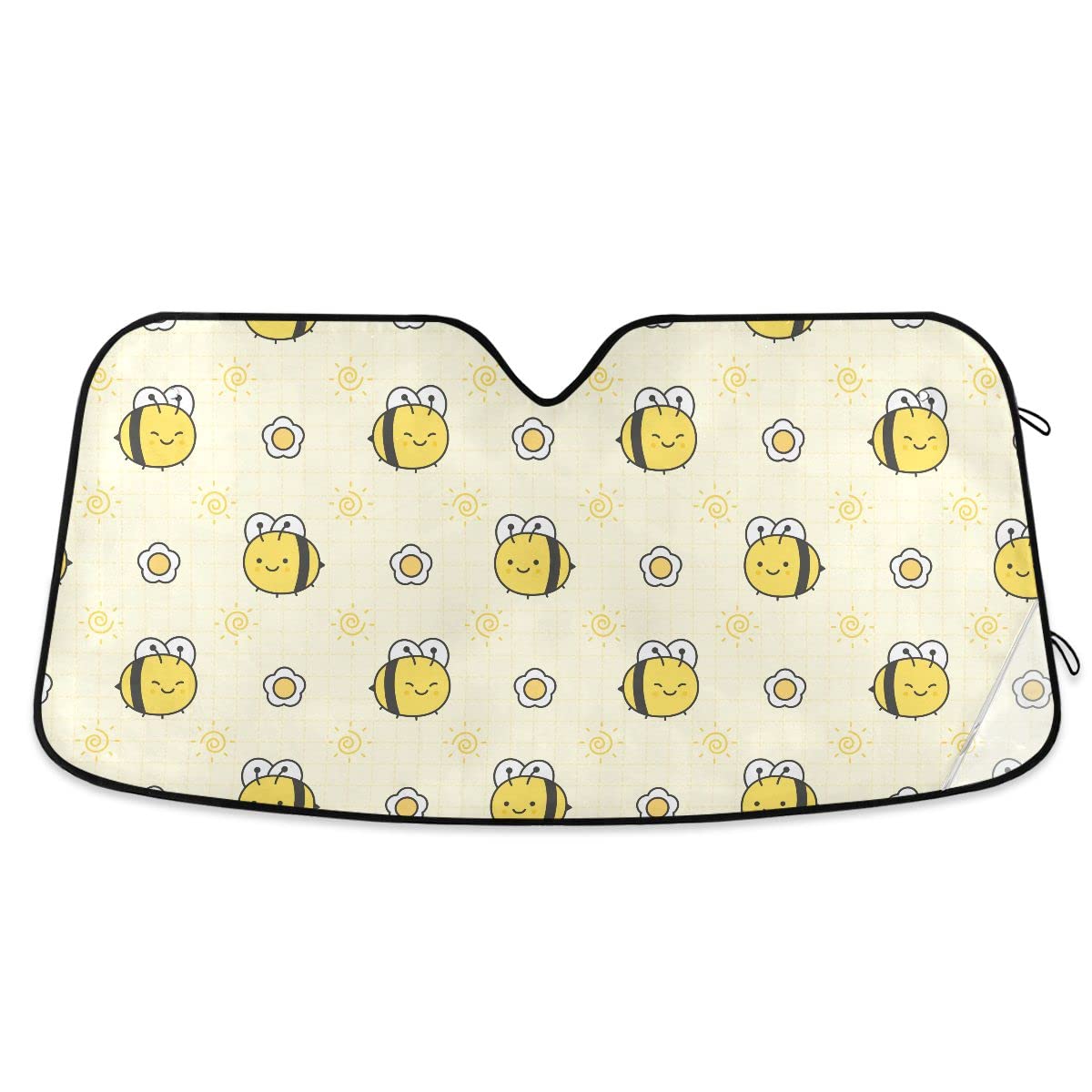 Foldable Car Windshield Sun Shade with Cute Bee Design - UV Blocking & Heat Reflective Sun Visor Protector for Cars & Trucks | Keep Your Vehicle Cool in Summer | Perfect for Road Trips & Parking
