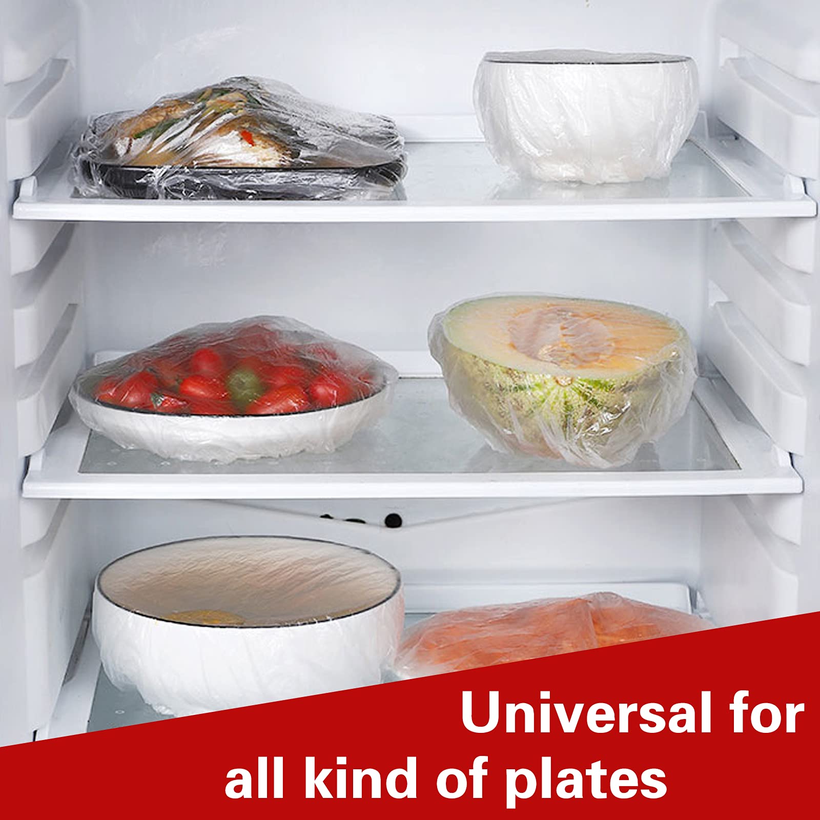 300PCS Reusable Food Storage Bags - Elastic Stretchable Bowl Covers & Plastic Sealing Bags for Leftovers, Meal Prep, Fruits, Vegetables | Airtight Kitchen Wrap Lids for Refrigerator, Freezer & Microwave Safe Use