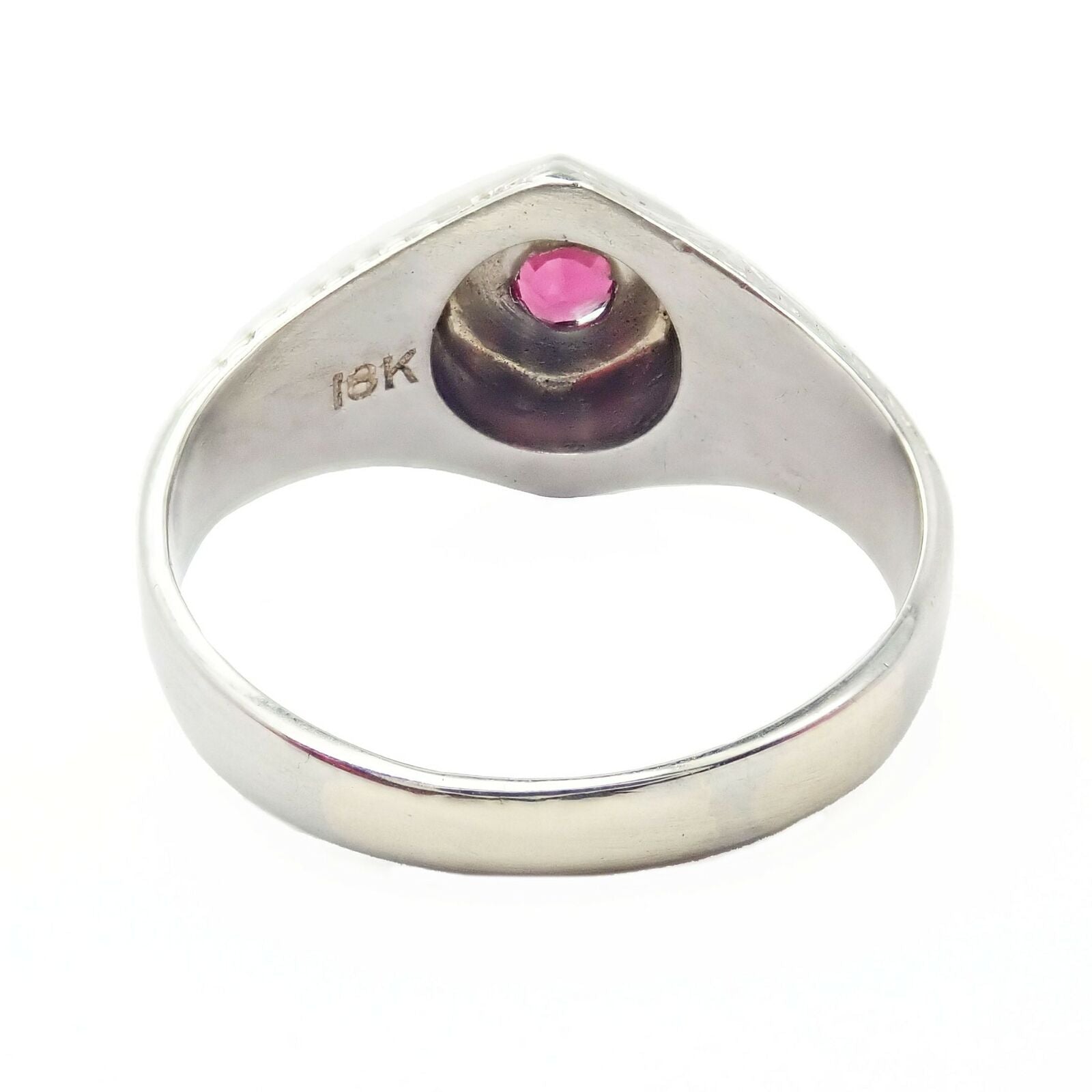 Vintage 18K White Gold Ruby Art Deco Ring - Elegant Antique Jewelry for Women, Perfect for Weddings, Anniversaries & Special Occasions