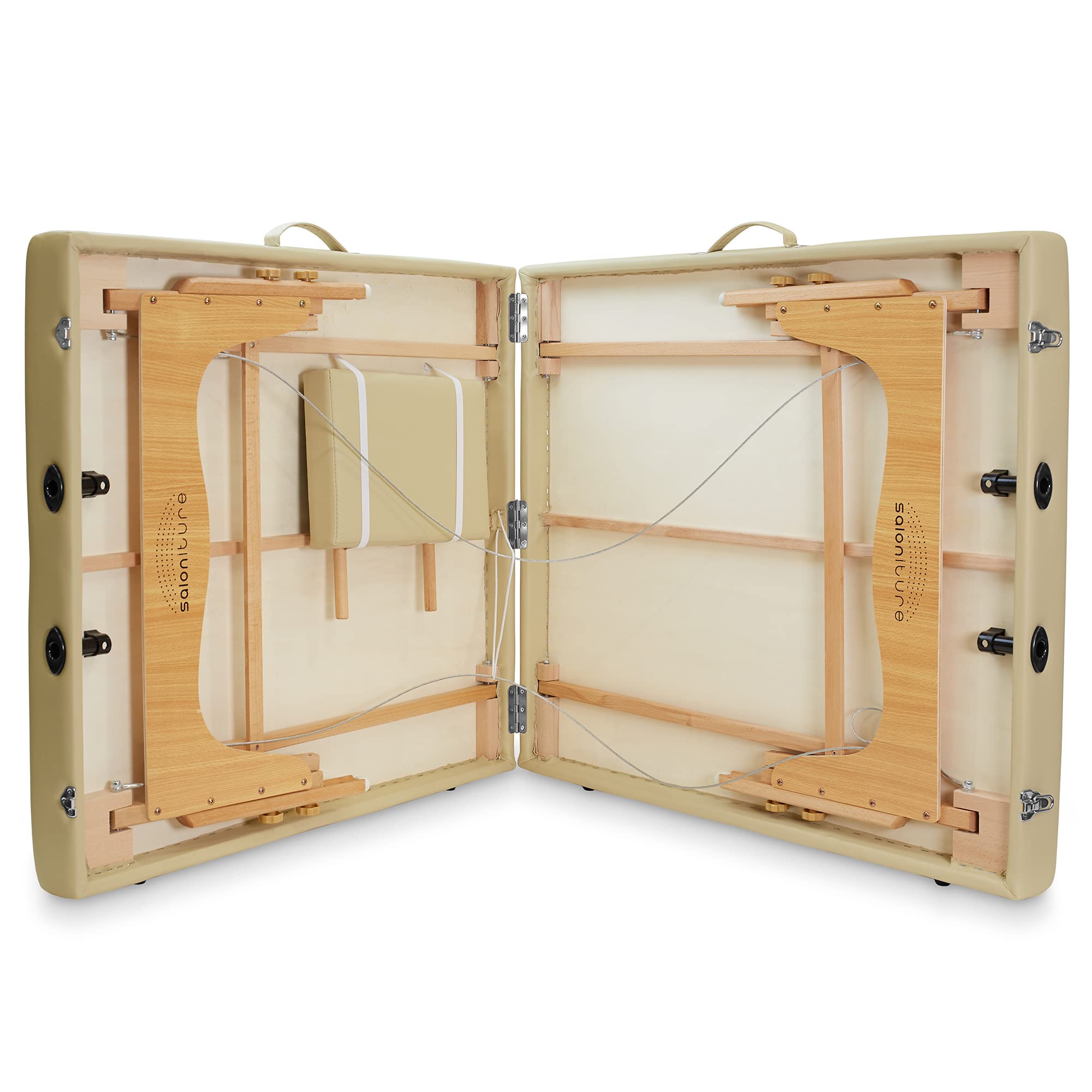 Portable Physical Therapy Massage Table - Adjustable Low Profile Stretching Treatment Mat Platform for Chiropractors & Therapists - Cream - Perfect for Home Use, Clinic Sessions & Professional Treatments