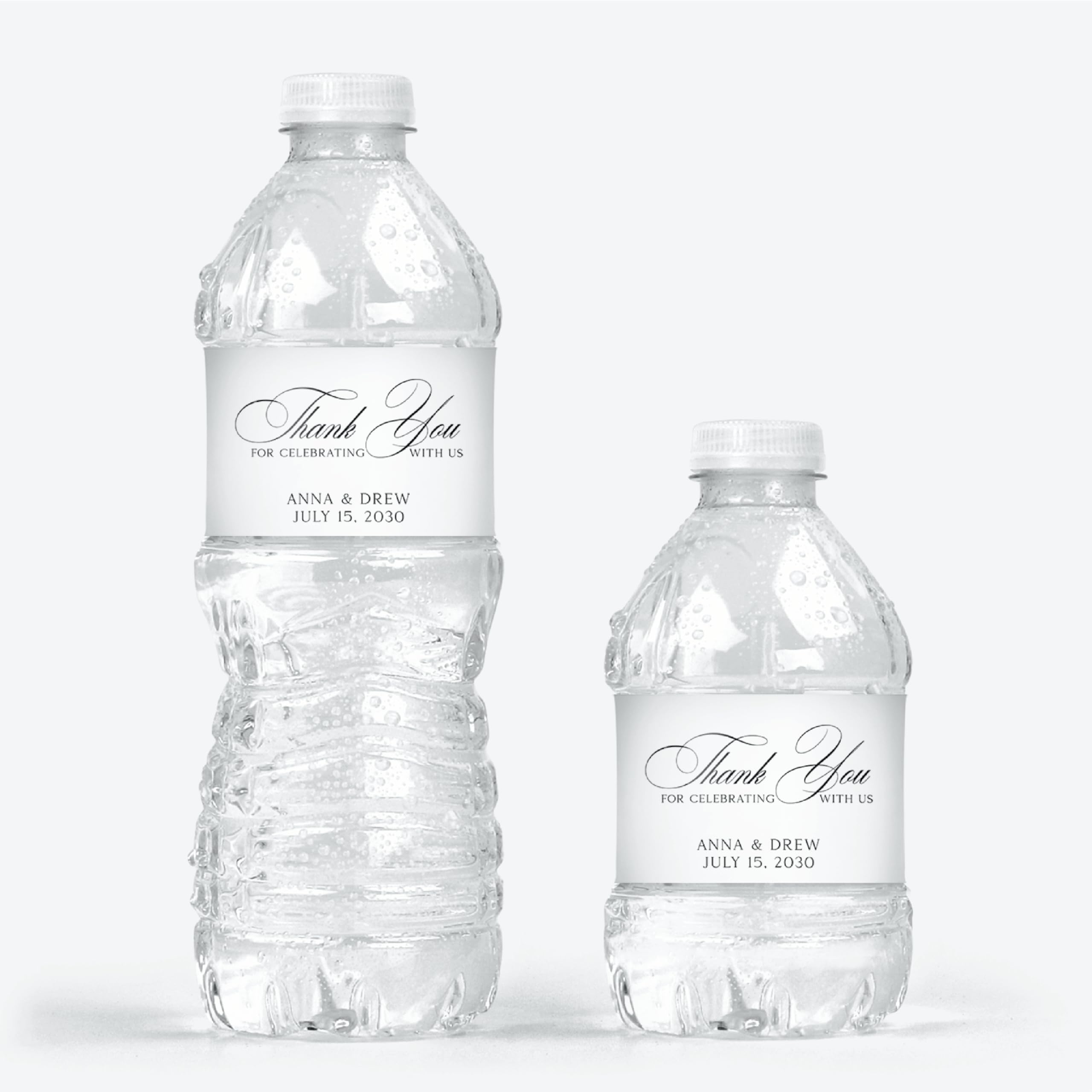 Wedding Water Bottle Labels - Thank You Stickers for Celebrations | Minimalist Beverage Stickers for Welcome Bags & Parties
