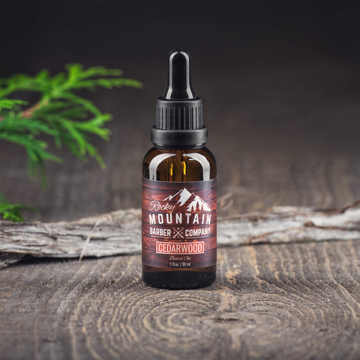 Rocky Mountain Barber Company Men’s Cedarwood Beard Oil with Grapeseed, Coconut & Argan Oils - Natural Essential Oil for Beard Growth & Grooming - Perfect for Daily Moisturizing & Styling