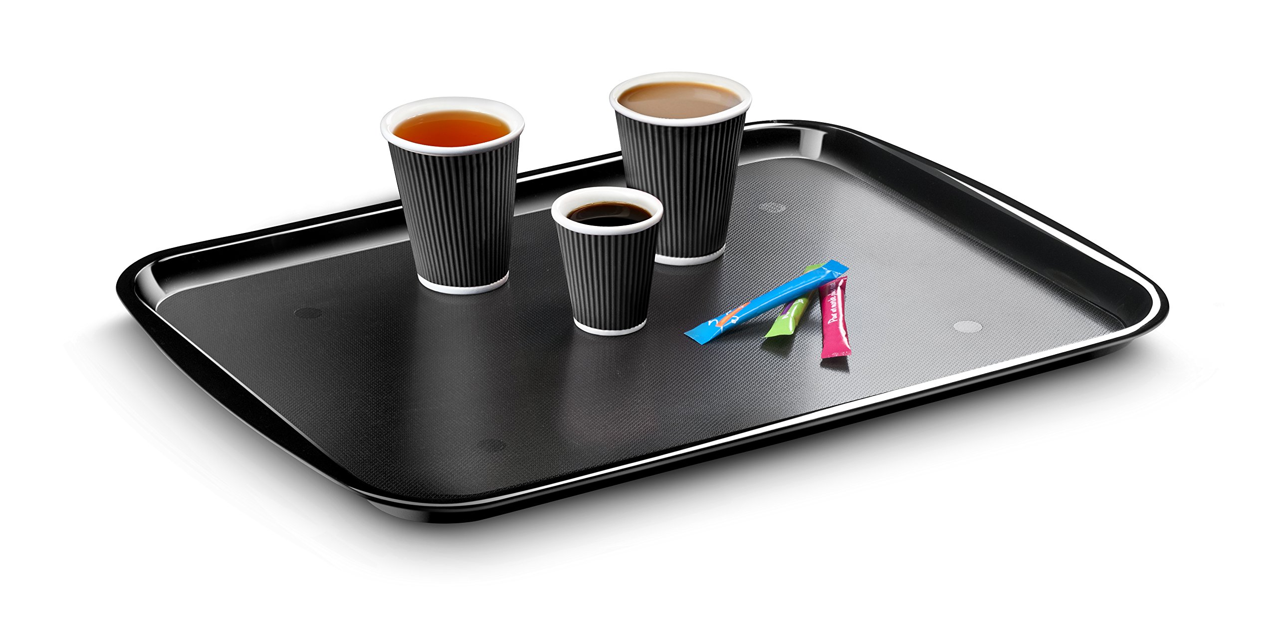 Black Rectangular Carry Tray - Perfect for Kitchen & Office Organization