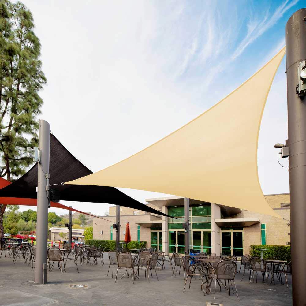 Premium Triangle Sun Shade Sail 9' x 18' x 20.1' Beige - Heavy Duty 200GSM UV Block Canopy Mesh with 5-Year Warranty - Custom Size Commercial Grade Sun Protection for Patio, Poolside & Outdoor Spaces