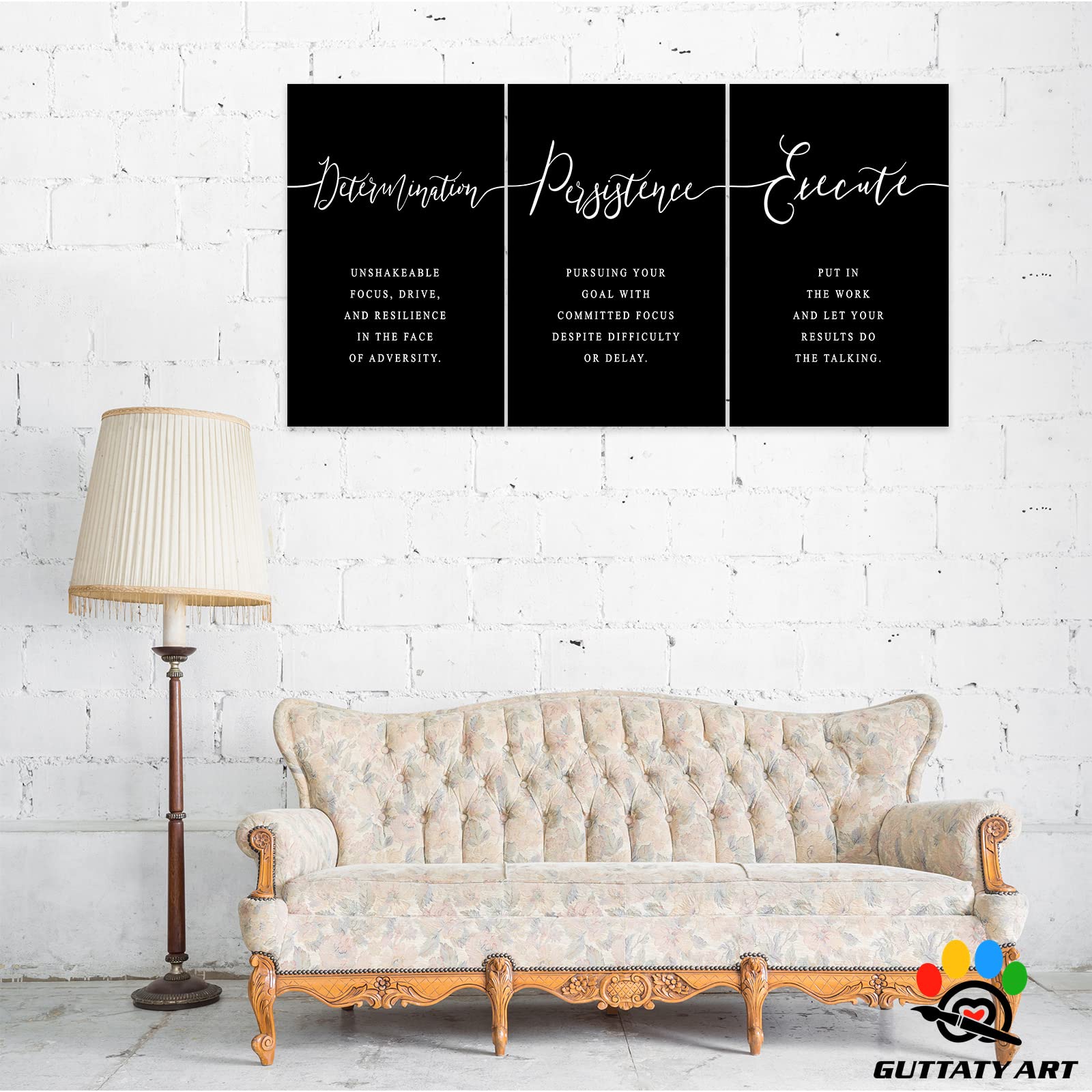 3-Piece Motivational Wall Art Set - Inspirational Quotes Canvas Prints for Office & Home Decor (20”x30”x3) - Black & White Positive Affirmation Posters - Perfect for Workspace, Living Room & Corporate Gifts
